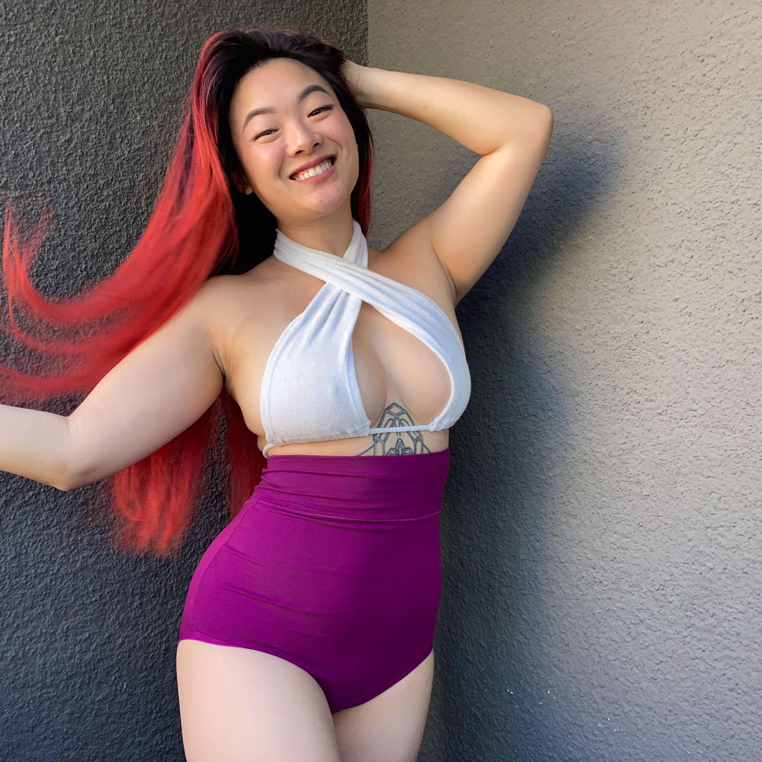 Organic Cotton Super High Waist Knickers - Figgy Pudding - Zenithce