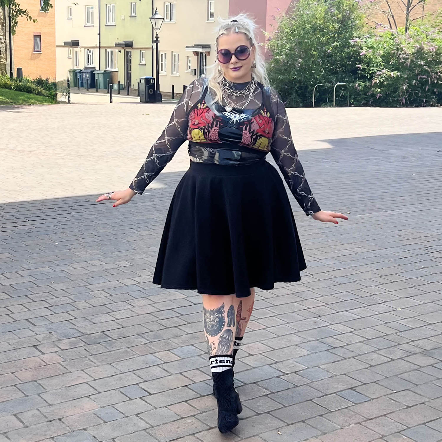 Ottoman Flare Skirt - Black - Zenithce