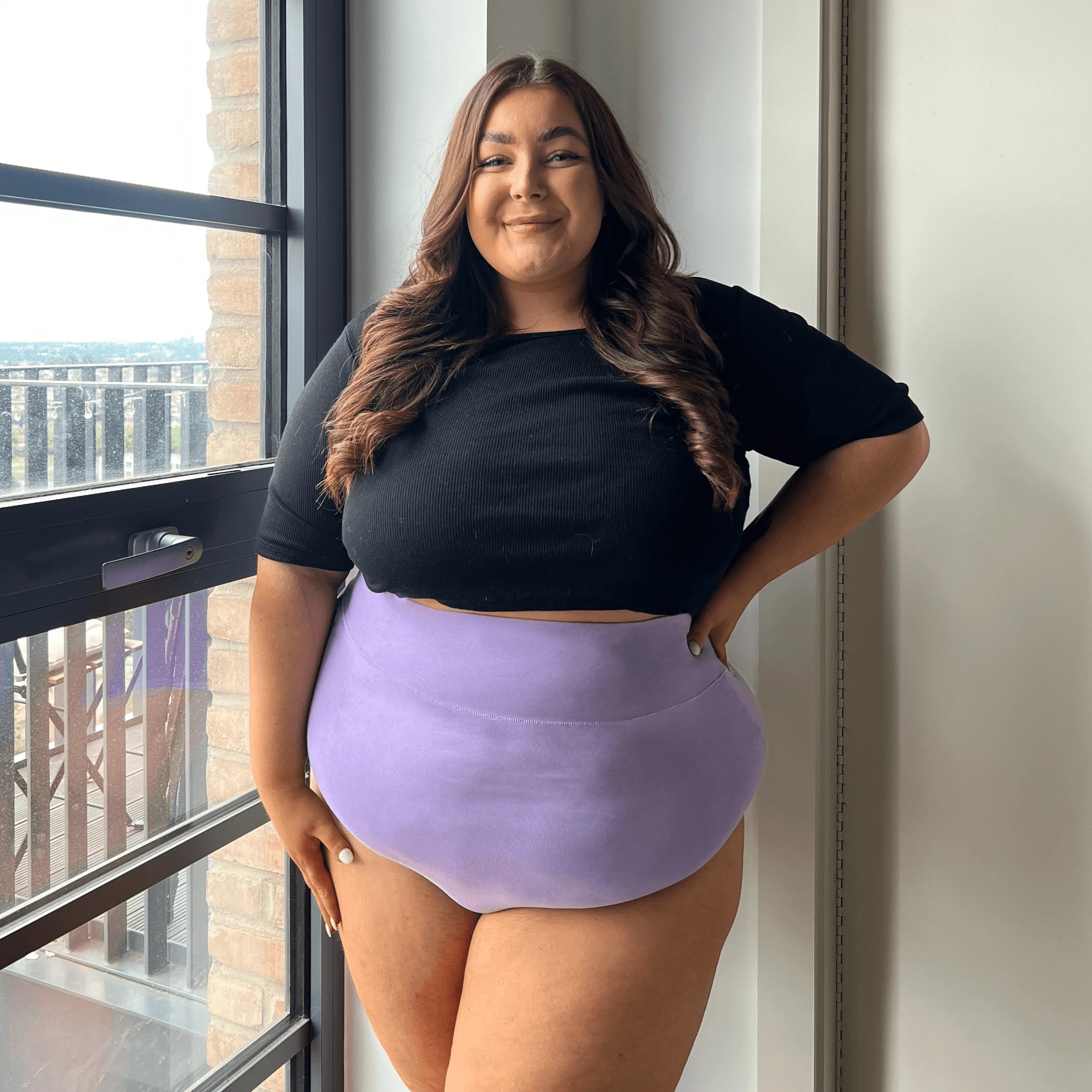 Organic Cotton Super High Waist Knickers - Cassis de Violet - Zenithce