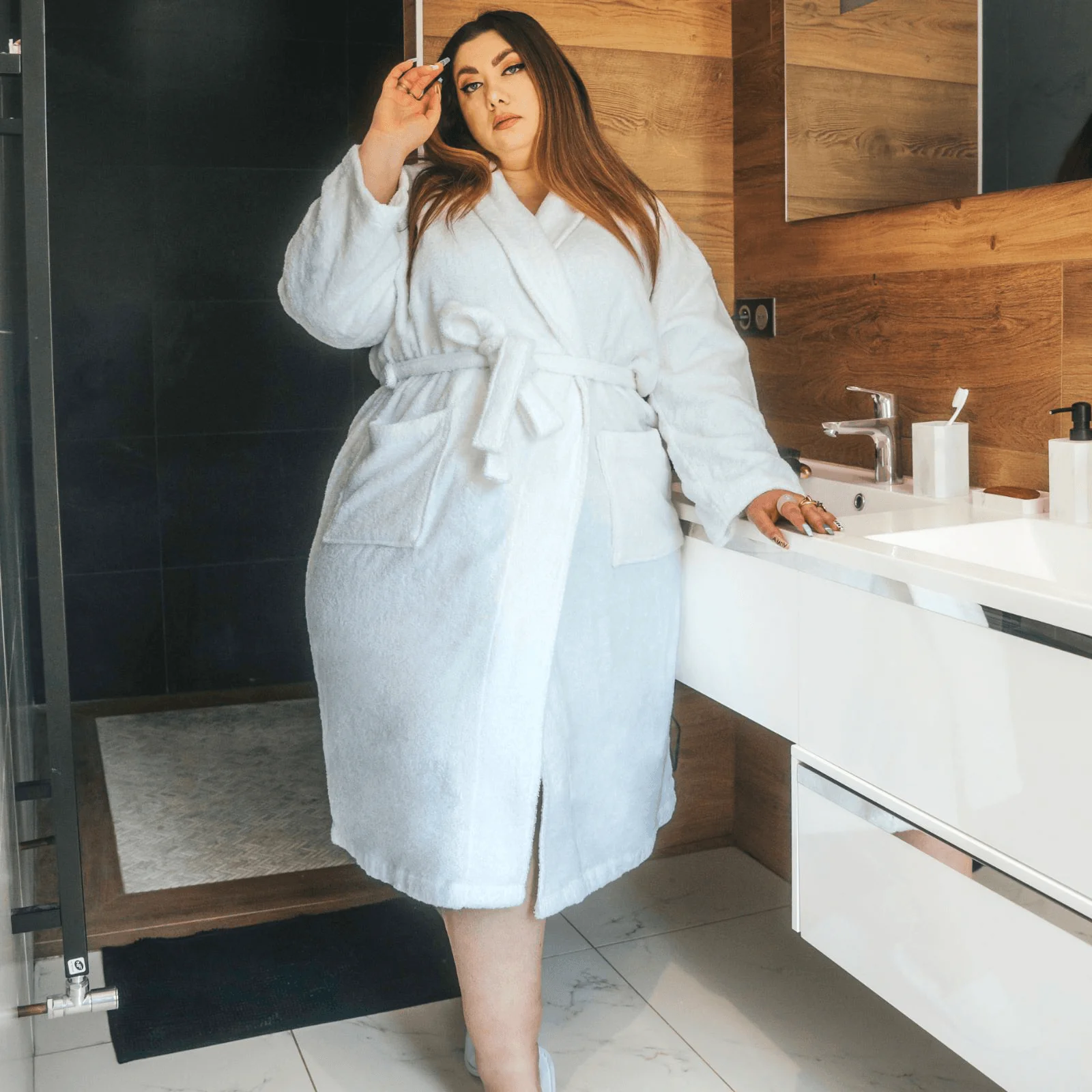 Floof Bath Robe - White - Zenithce