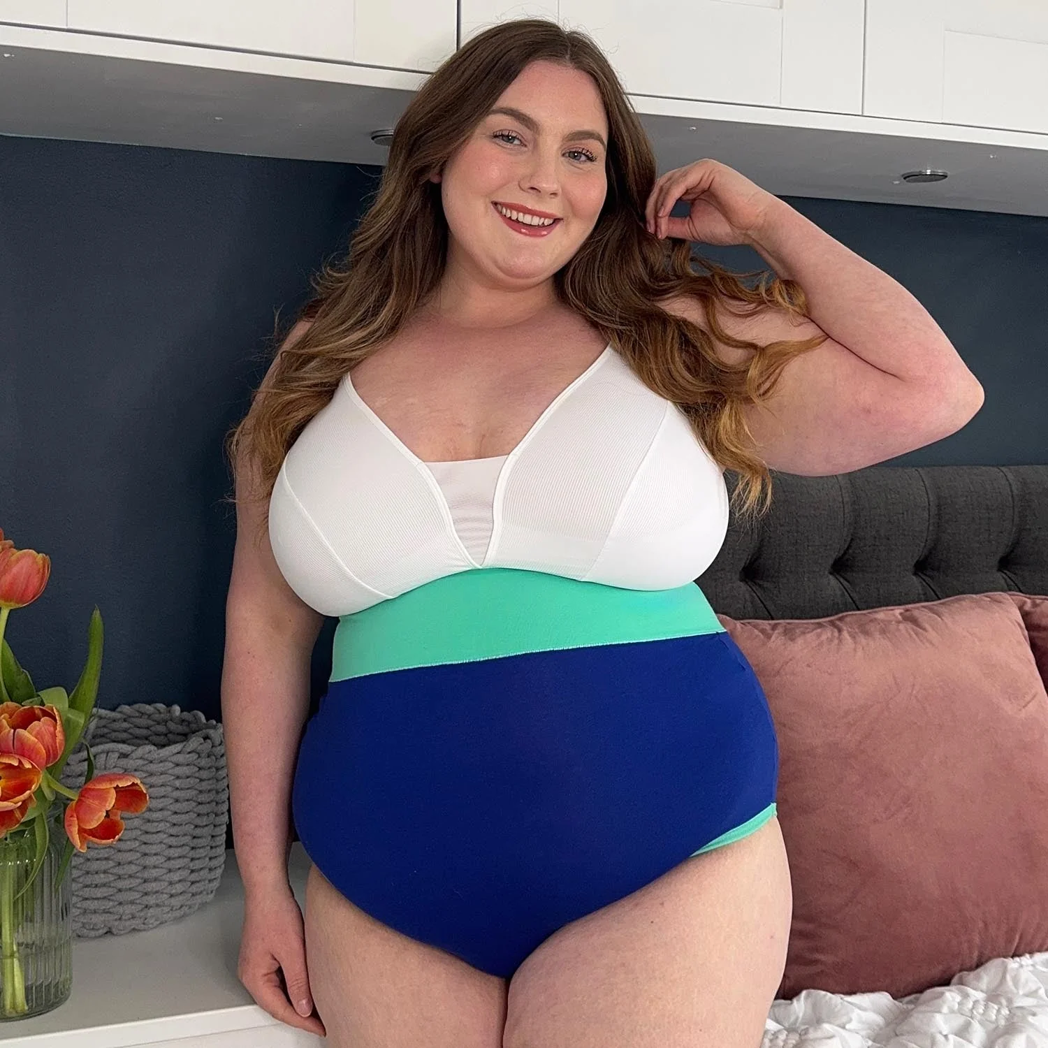 Organic Cotton Super High Waist Duo Knickers - Arabesque & Mint - Zenithce