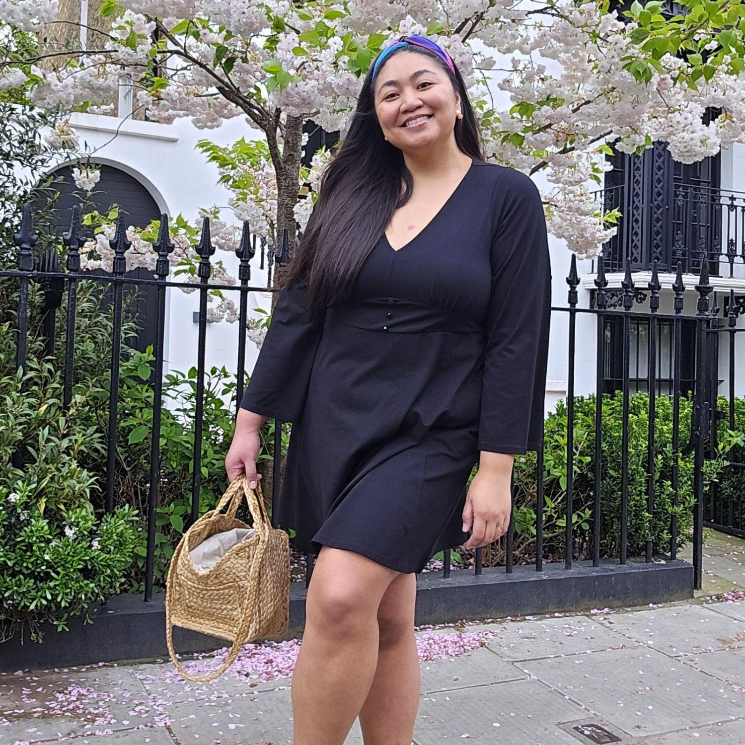 Bell Sleeve Mini Dress - Black - Zenithce