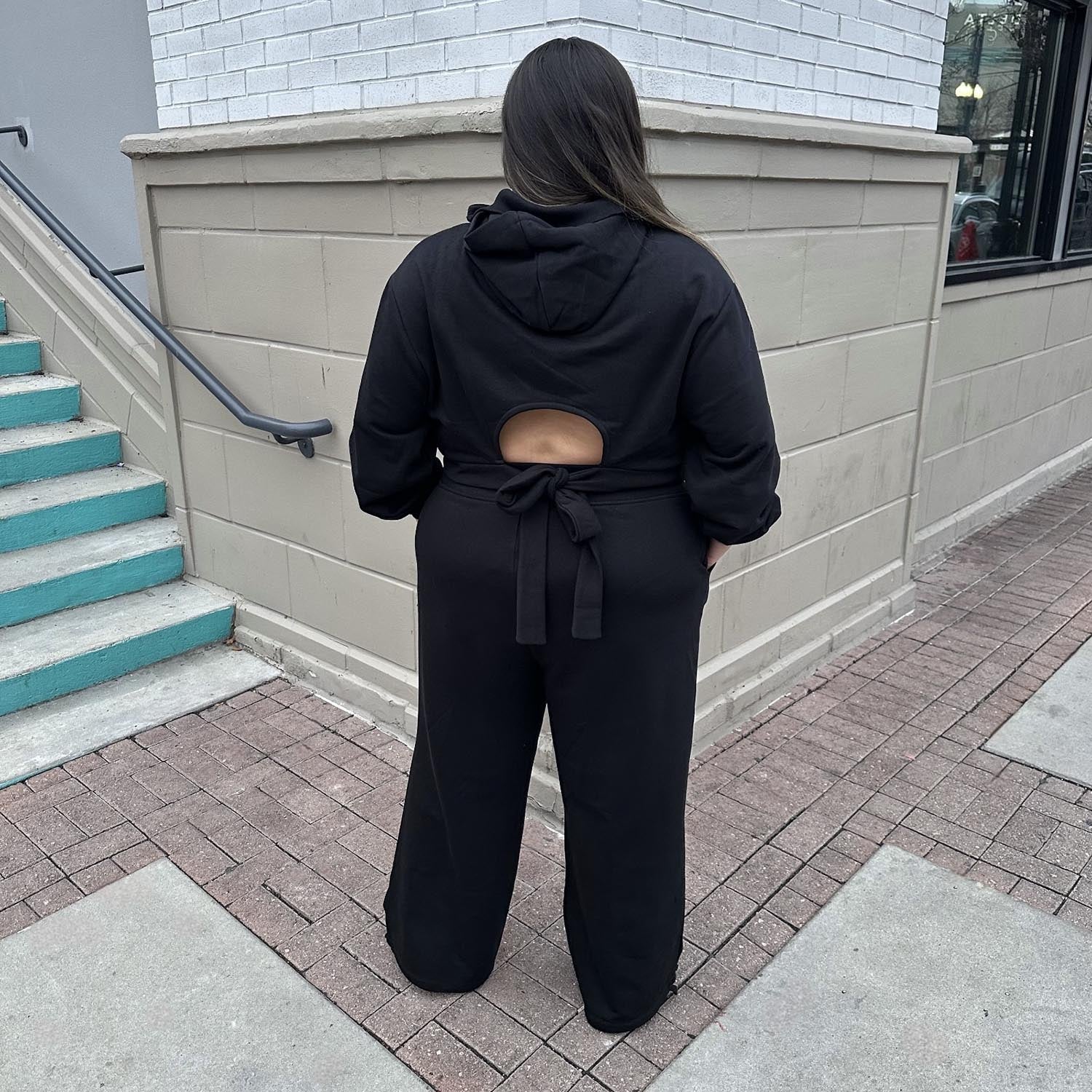 Organic Cotton Cropped Hoodie with Bow Back - Zenithce