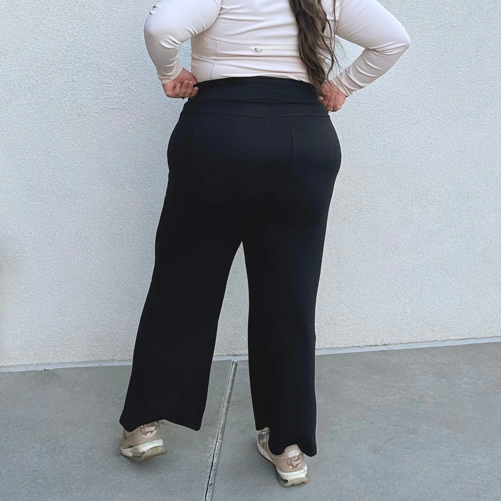 Squat-Proof Wide Leg Leggings - Black - Zenithce