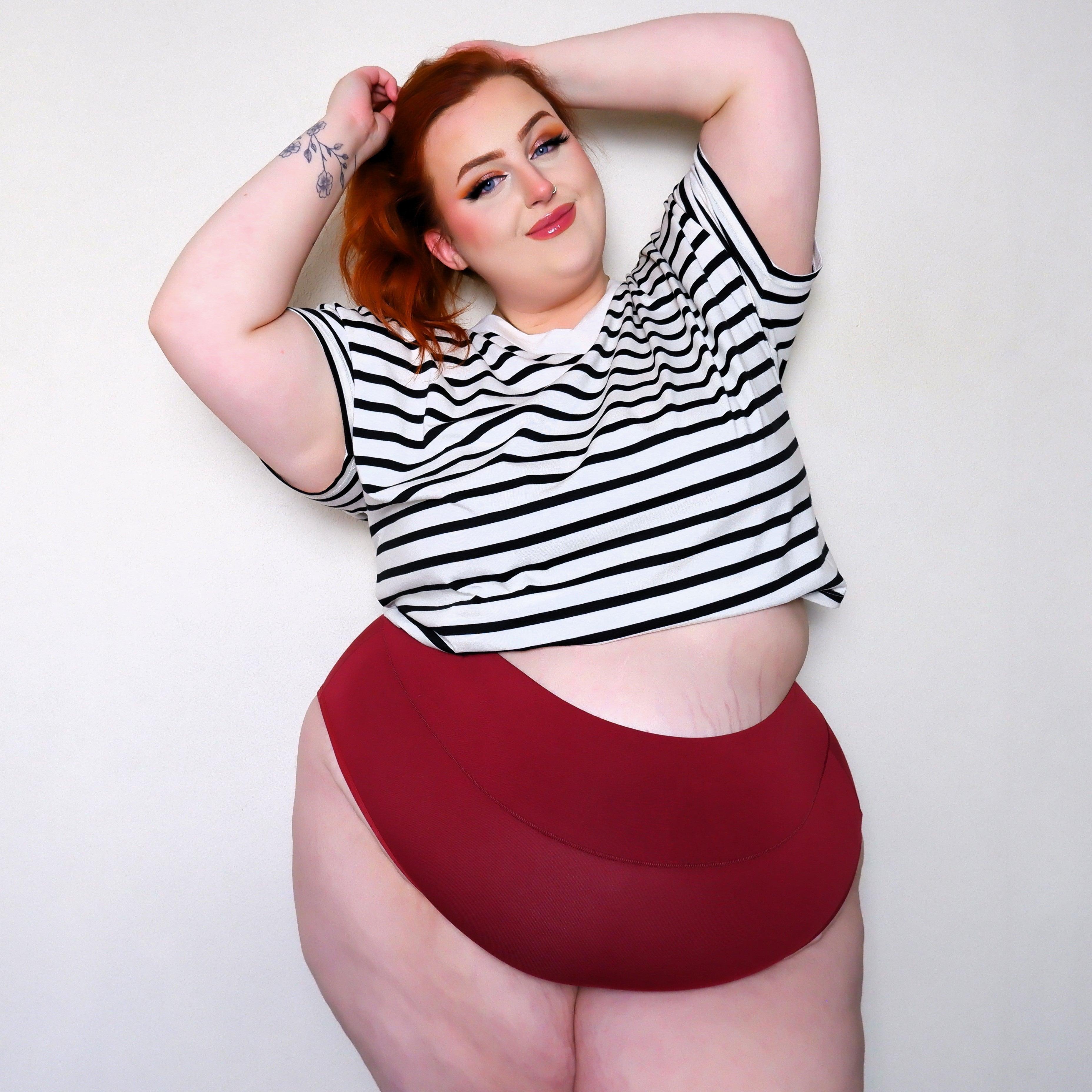 Organic Cotton Super High Leg Knickers - Blood red - Zenithce