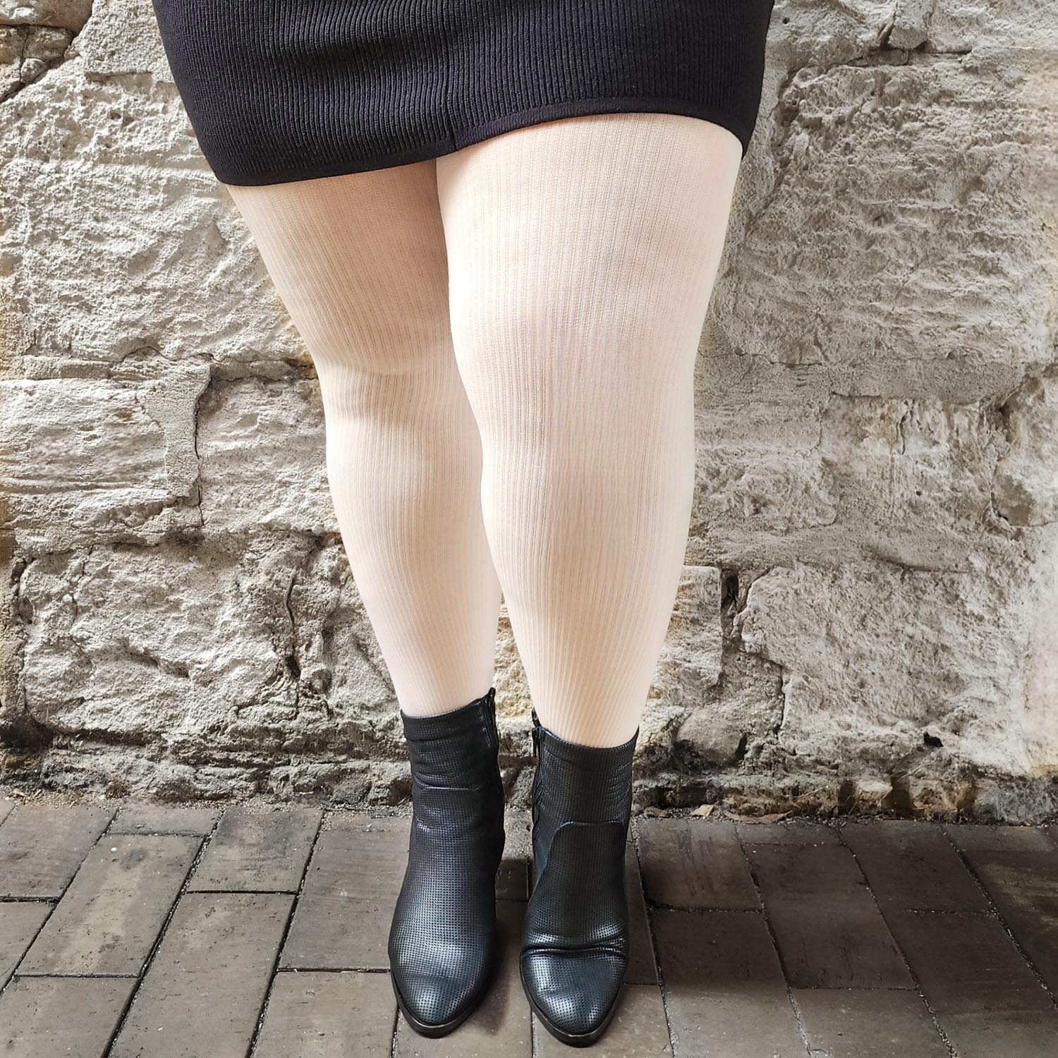 Ionic Ribbed Tights - Oatmeal - Zenithce