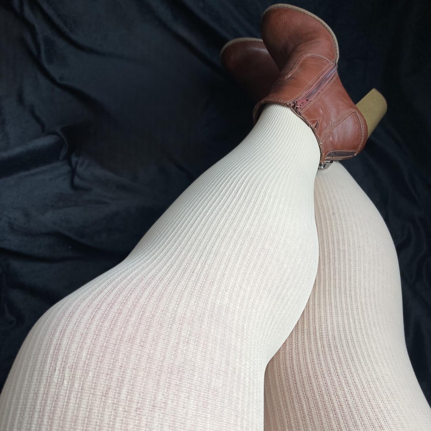 Ionic Ribbed Tights - Oatmeal - Zenithce