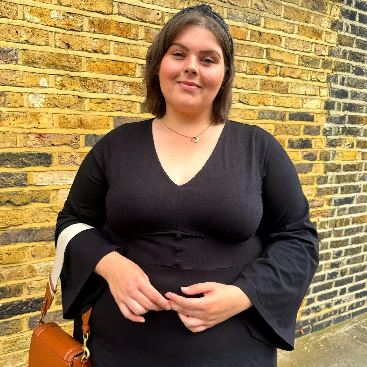 Bell Sleeve Mini Dress - Black - Zenithce