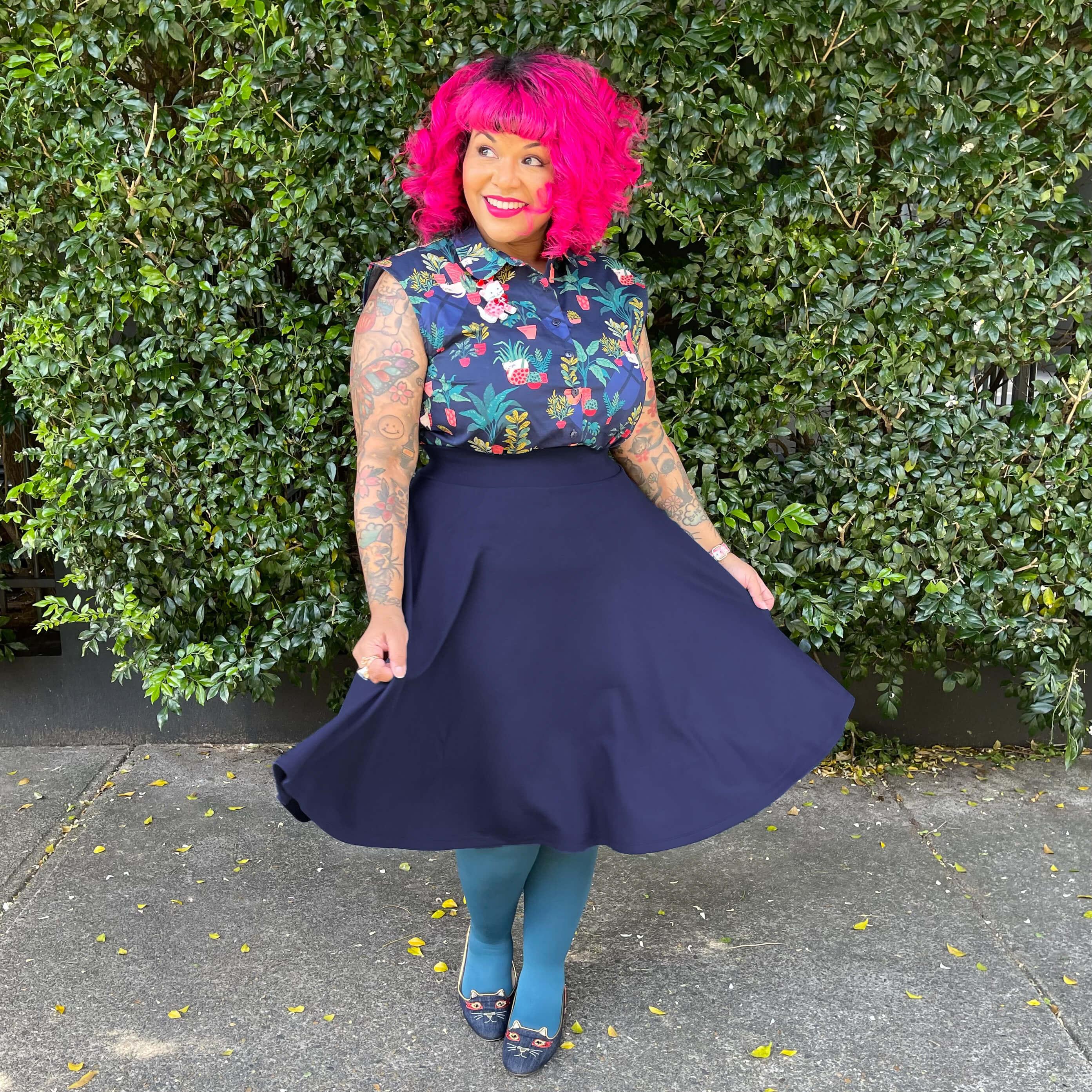 Flare Skirt - Navy - Zenithce