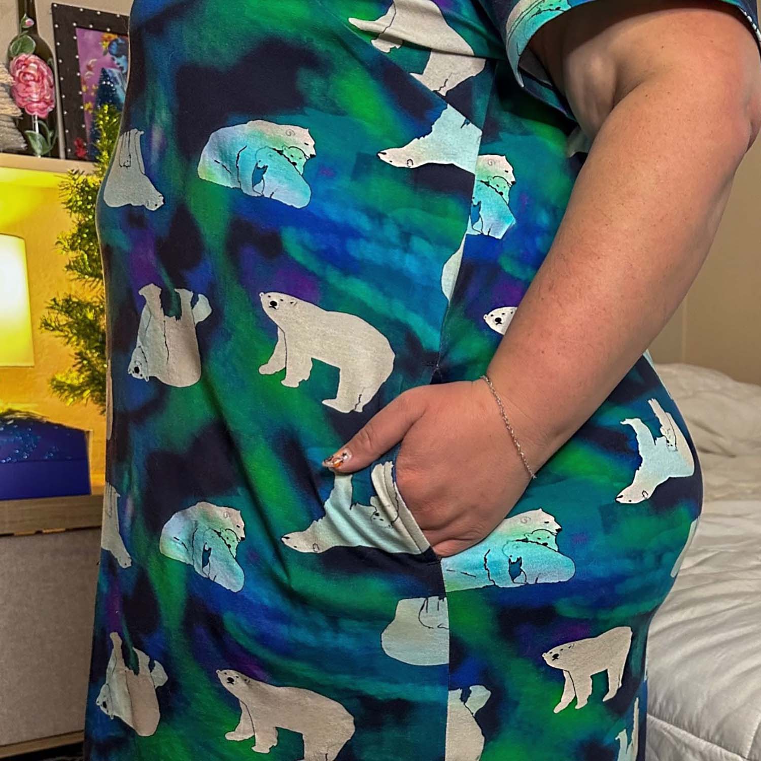 Organic Cotton Long Nightdress - Polar Bears - Zenithce