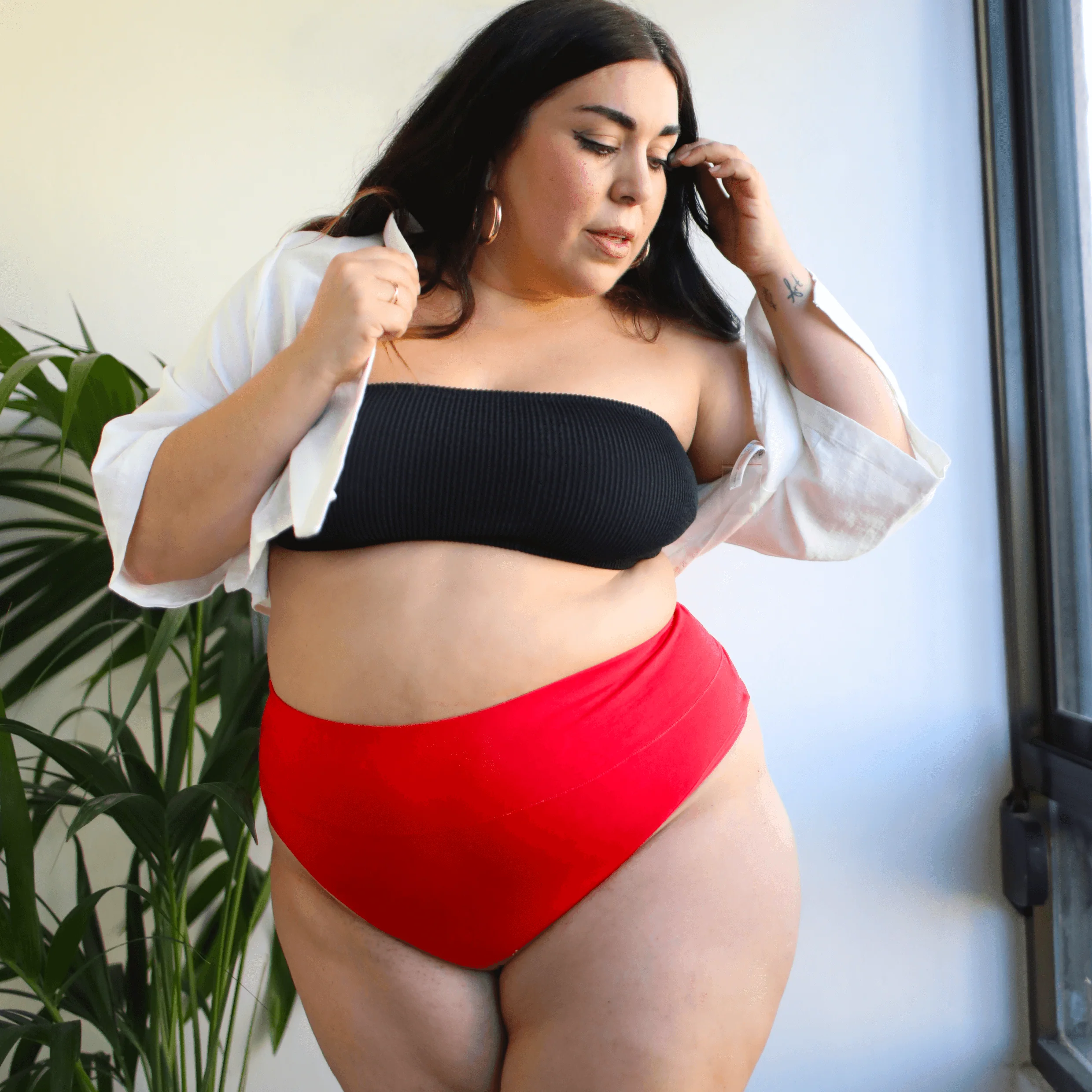 Organic Cotton Cheeky High Leg Knickers - Lobster - Zenithce