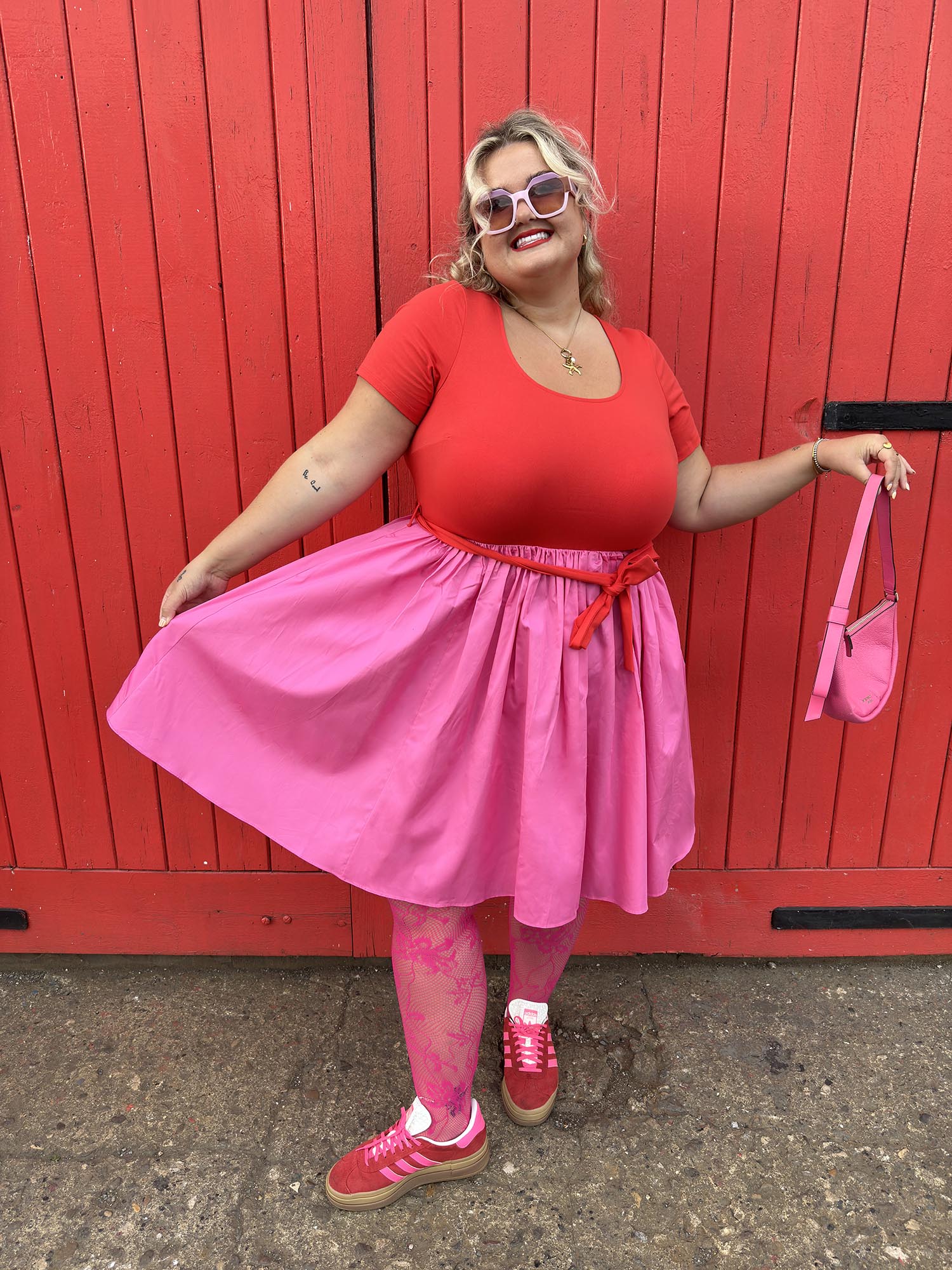 Poplin Tee Dress - Sangria/Pink Lady - Zenithce