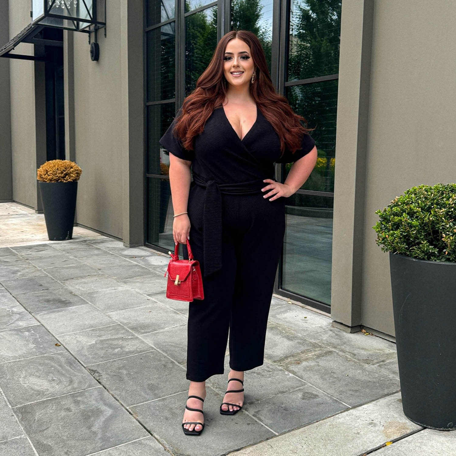 Ottoman Wrap Jumpsuit - Black - Zenithce