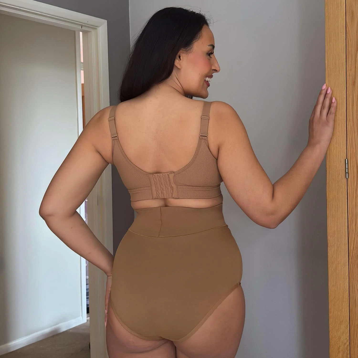 Organic Cotton Super High Waist Knickers - Caramel - Zenithce