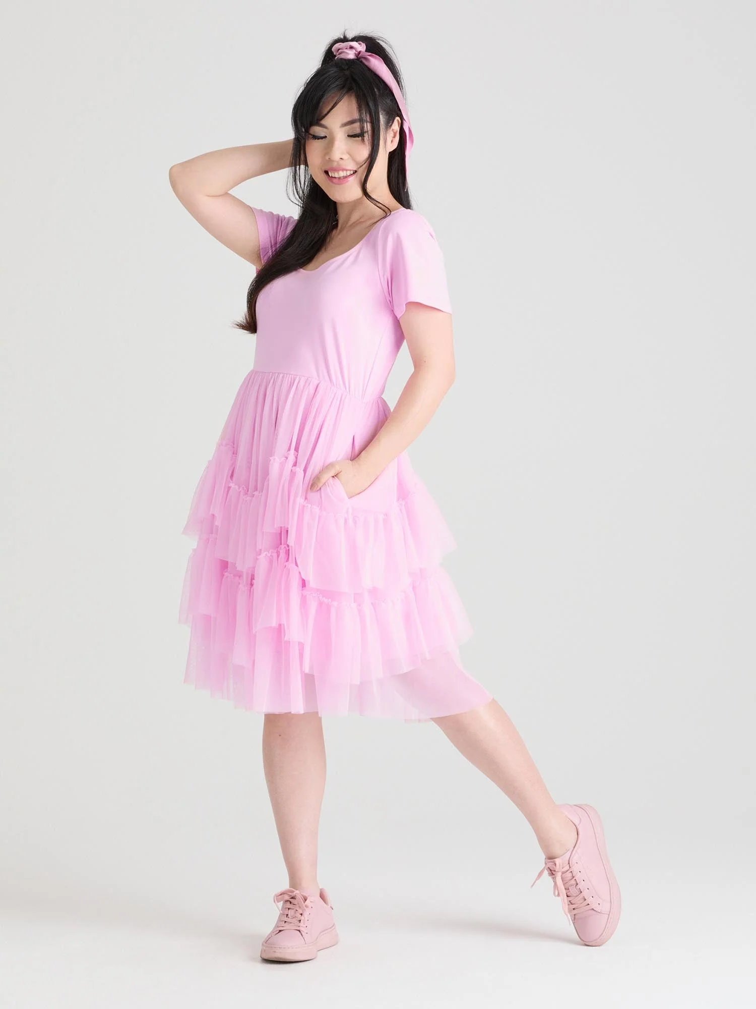 Tee Mesh Dress - Pink Frosting - Zenithce
