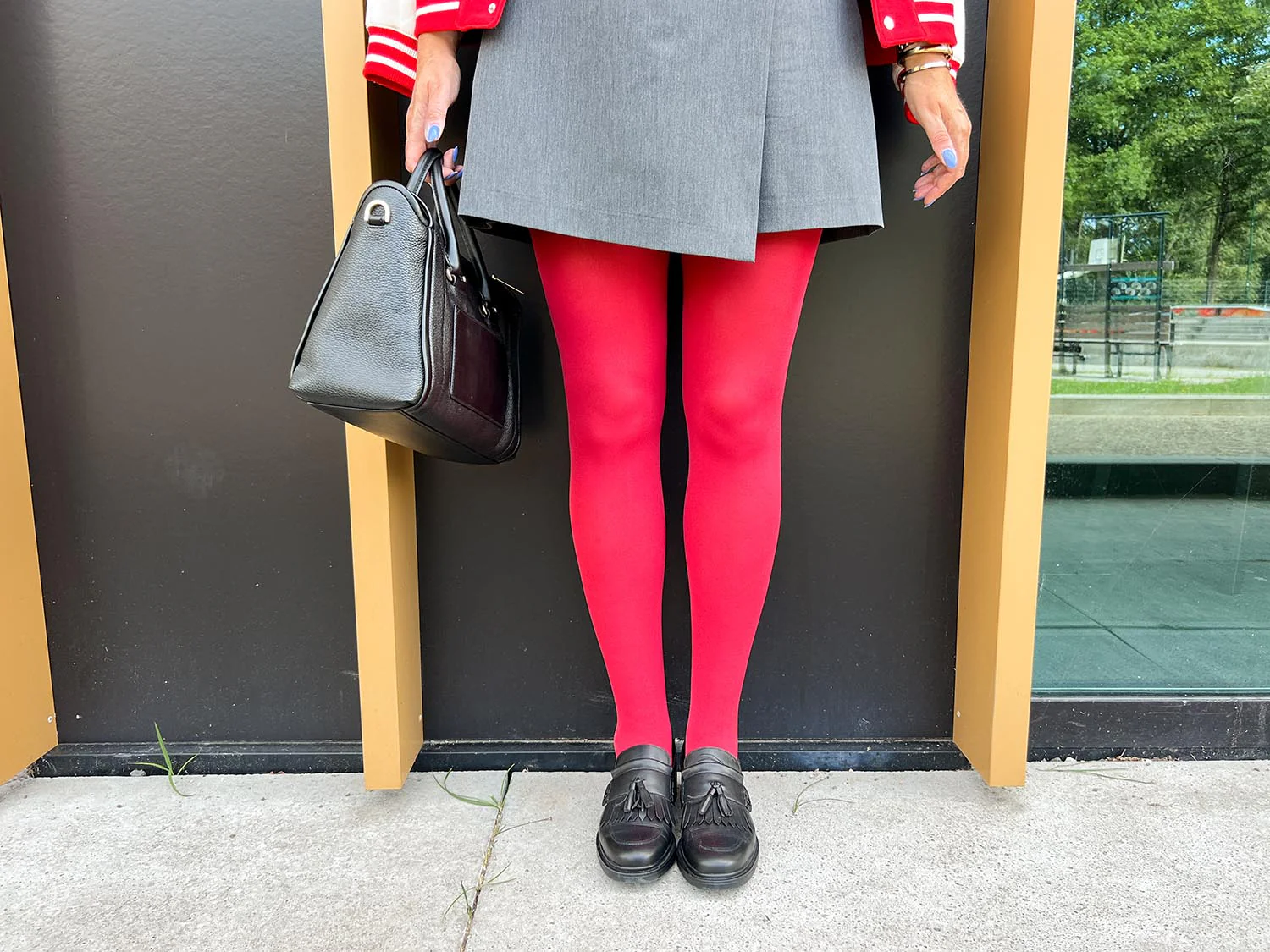 80 Denier Castor Oil Tights - Blood Red - Zenithce