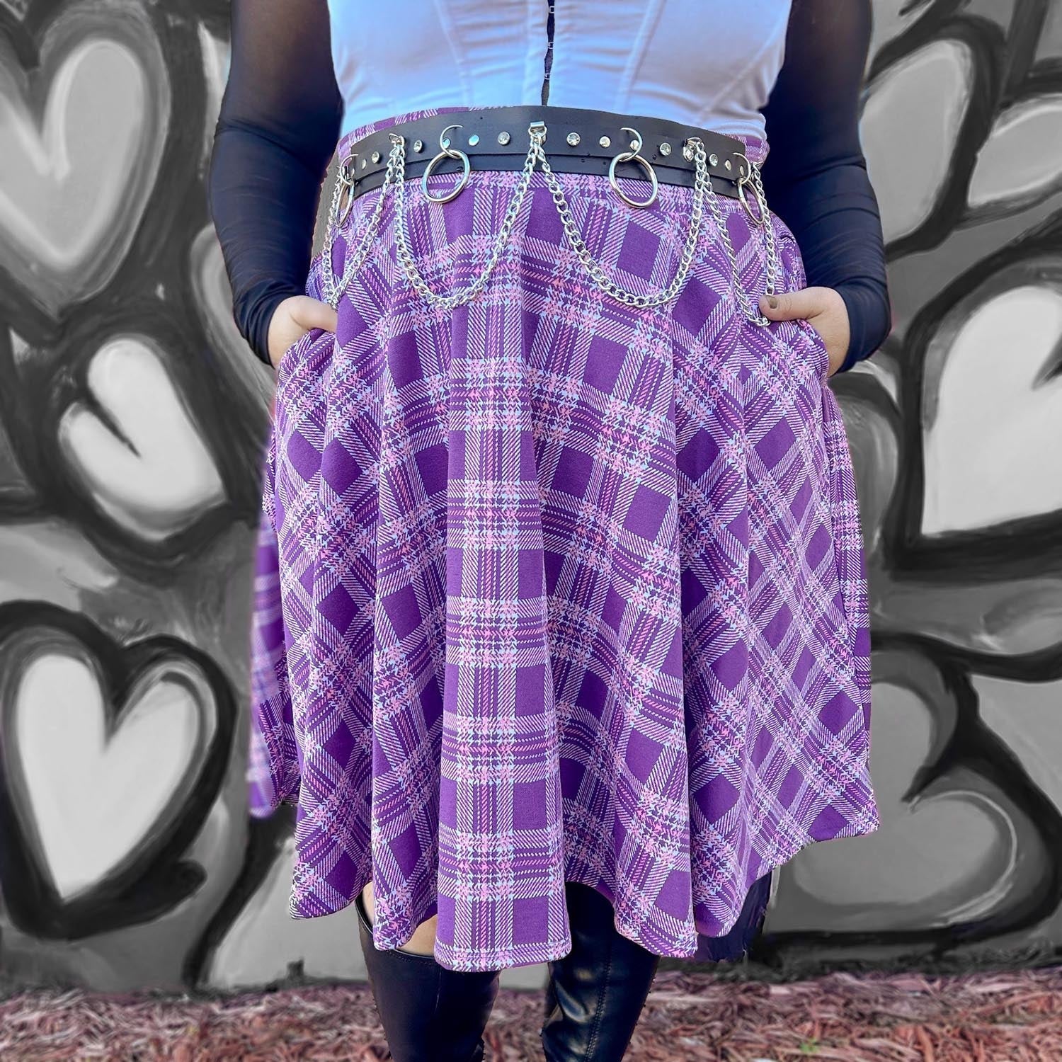 Plaid Flare Skirt - Thistle (V2) - Zenithce