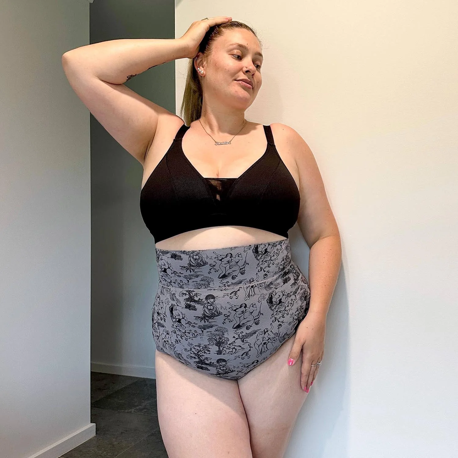 Organic Cotton Super High Waist Knickers - Passion au Jardin - L'Amour Noir - Zenithce