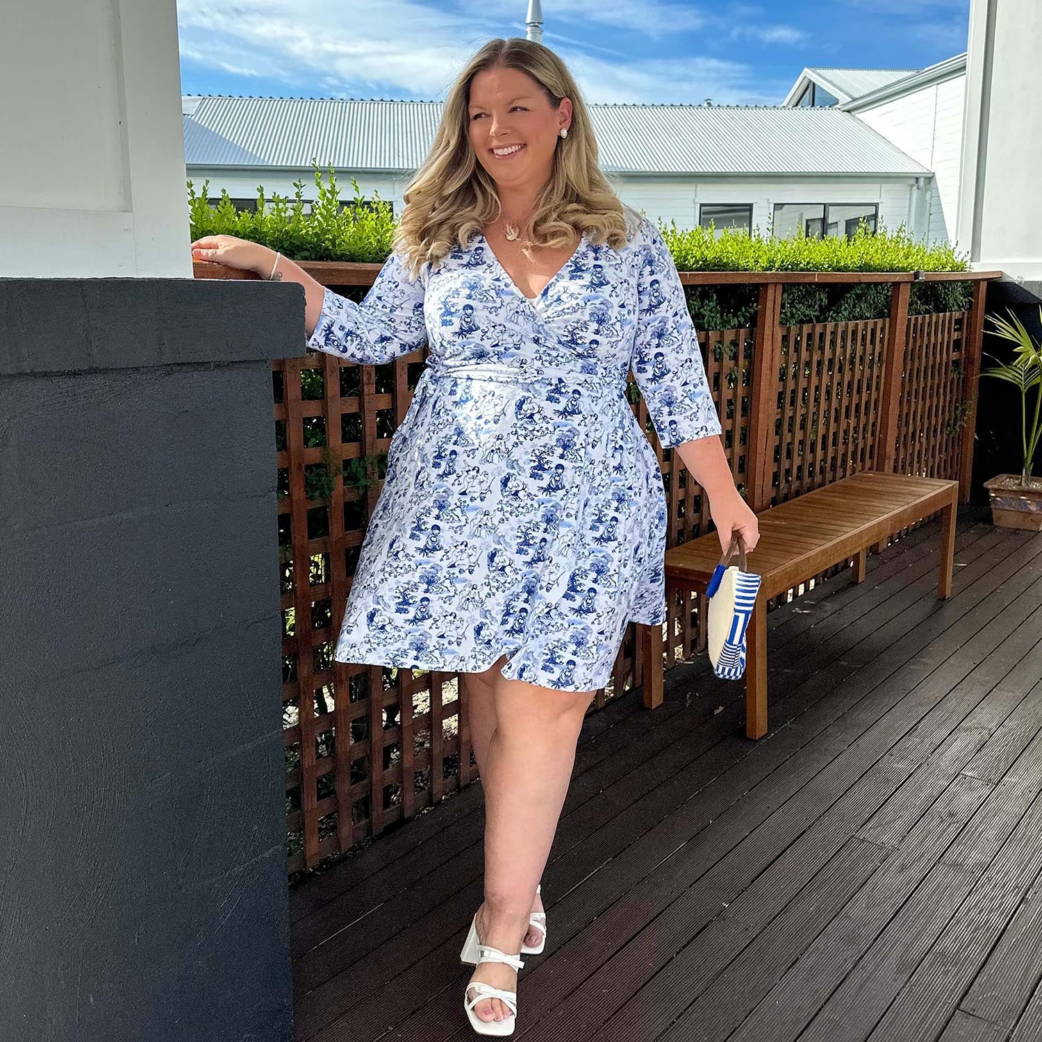 Mini Wrap Dress - Passion au Jardin - L'Amour Bleu - Zenithce