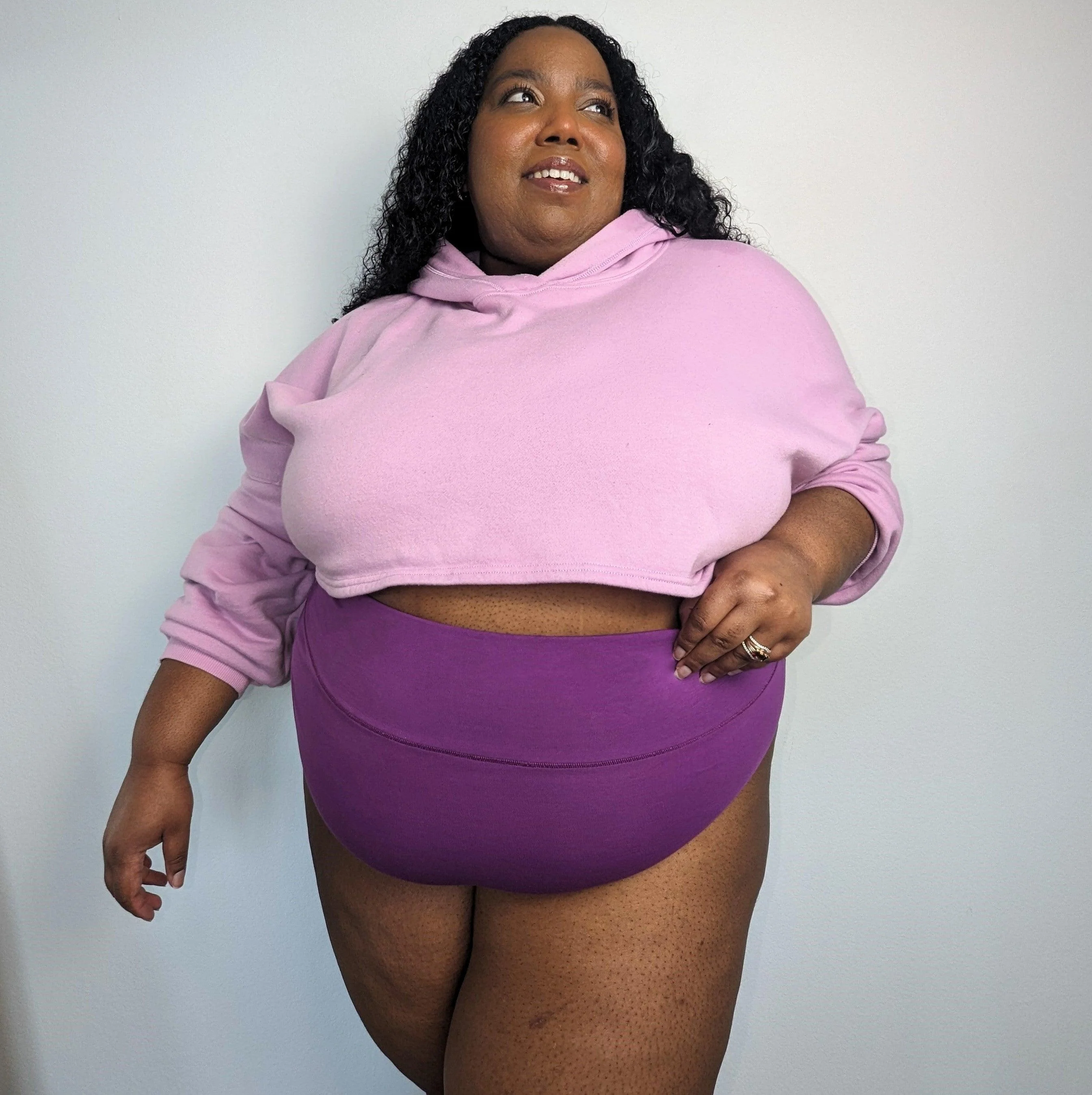 Organic Cotton Super High Leg Knickers - Grape Escape - Zenithce