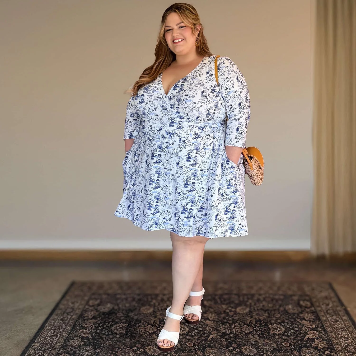 Mini Wrap Dress - Passion au Jardin - L'Amour Bleu - Zenithce