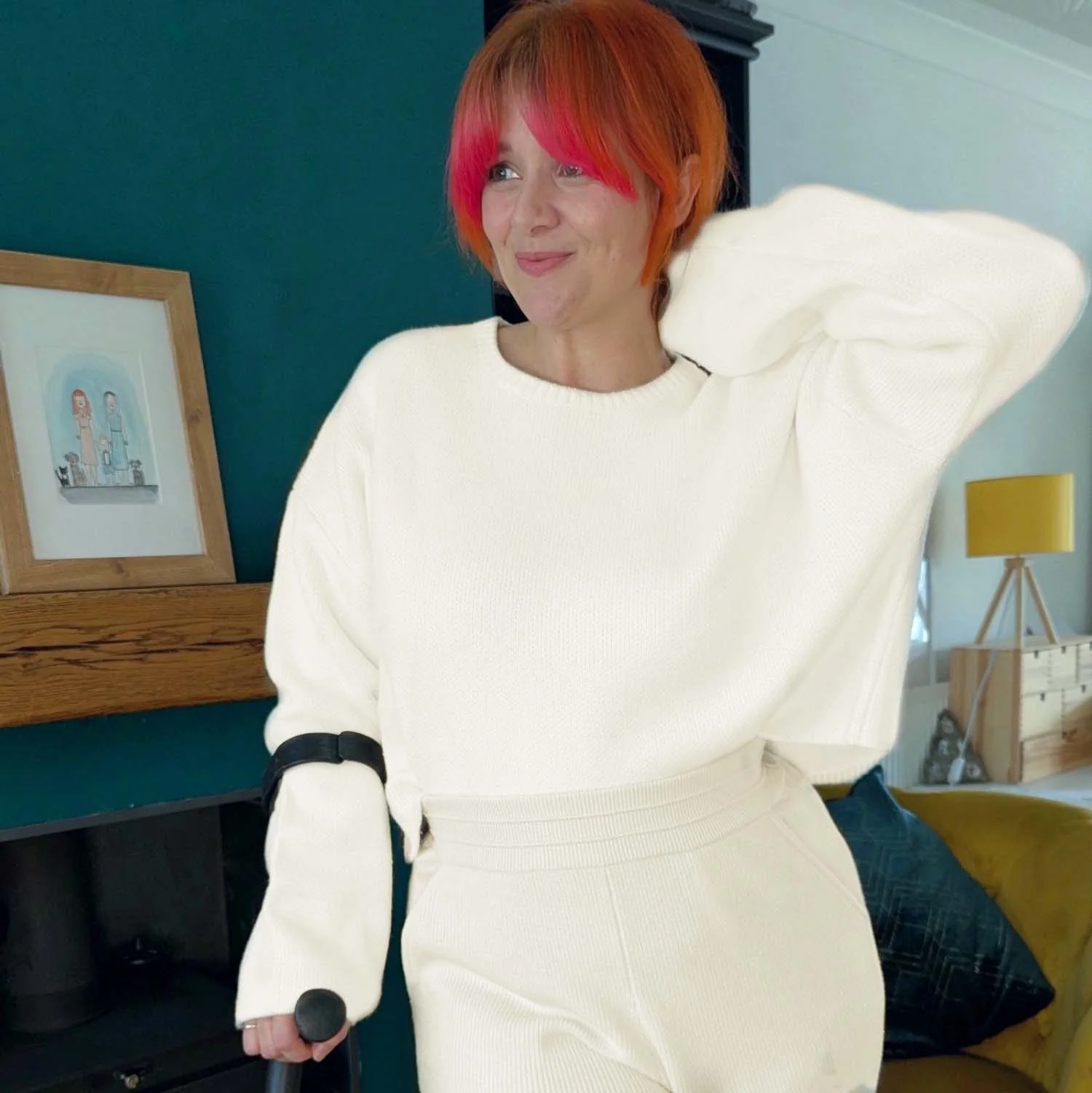 Knit Rib Wide Leg Trousers - Oatmeal - Zenithce