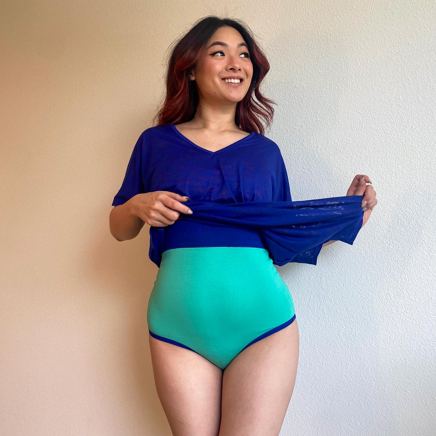 Organic Cotton Super High Waist Duo Knickers - Mint & Arabesque - Zenithce