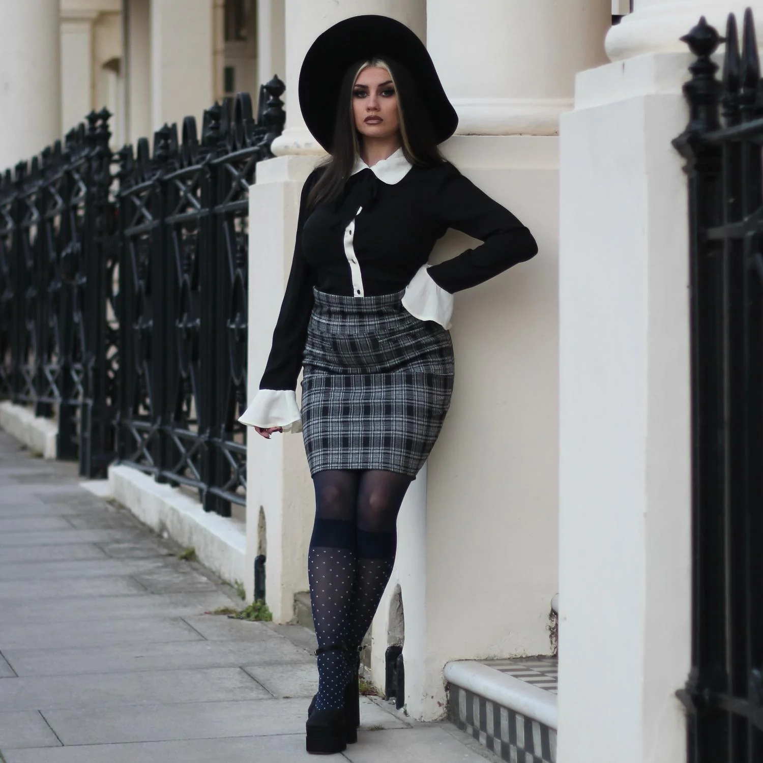 Seoul Chic Faux Sock Tights - Navy - Zenithce