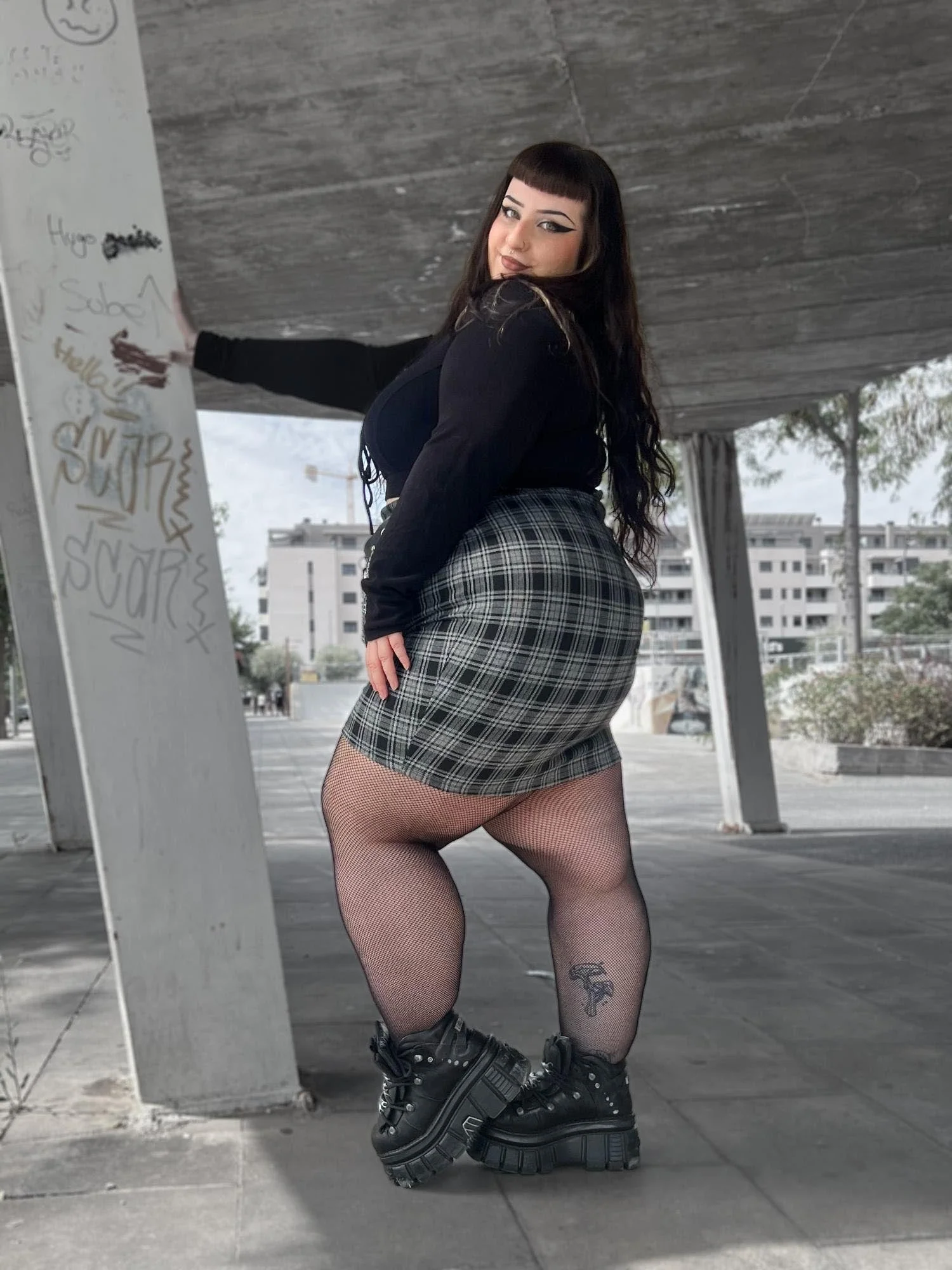 Plaid Mini Skirt - Black & Grey - Zenithce