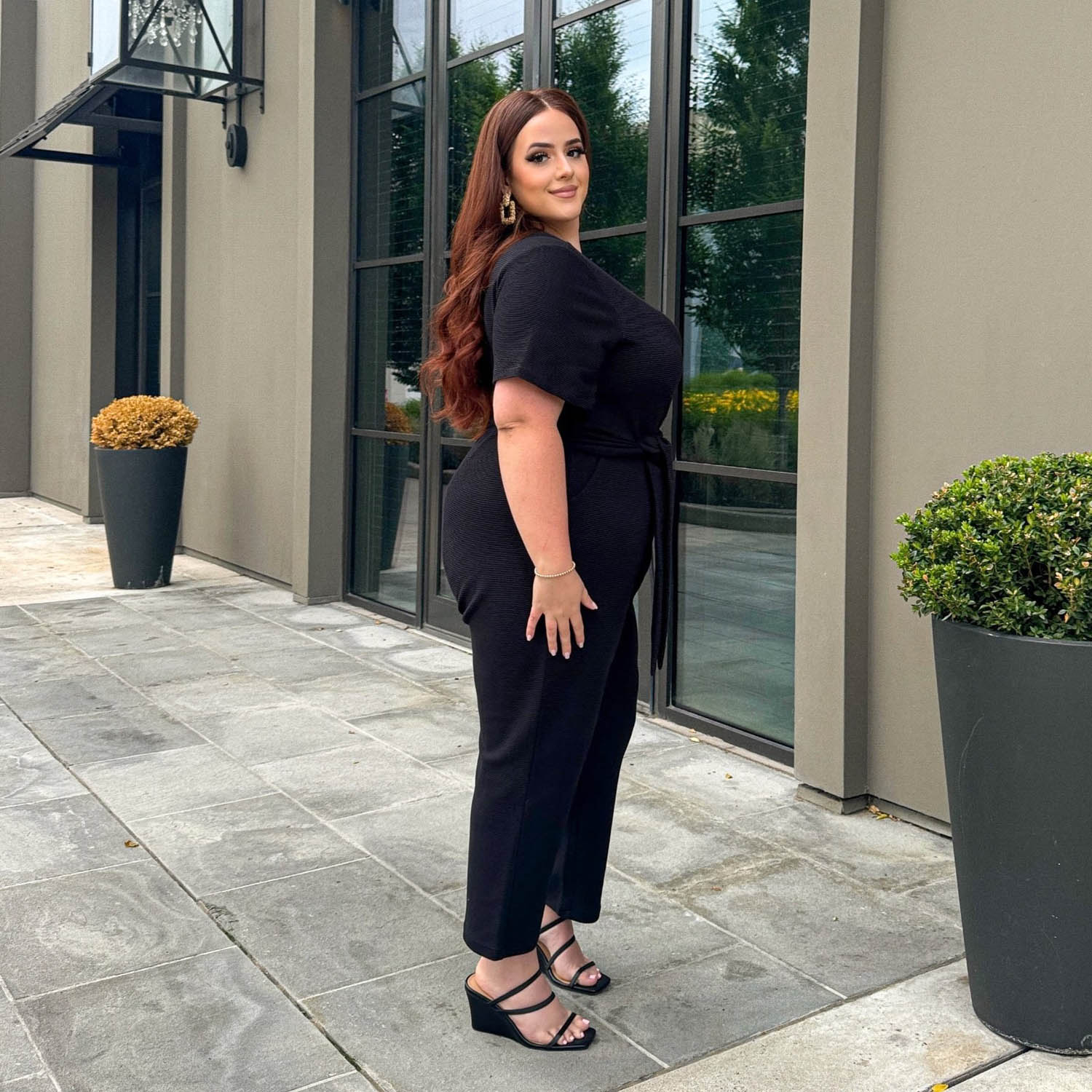 Ottoman Wrap Jumpsuit - Black - Zenithce