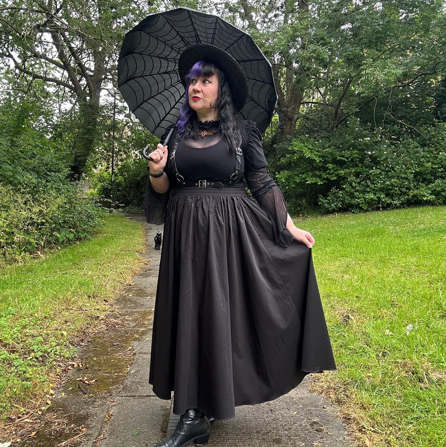 Midaxi Poplin Skirt - Black - Zenithce