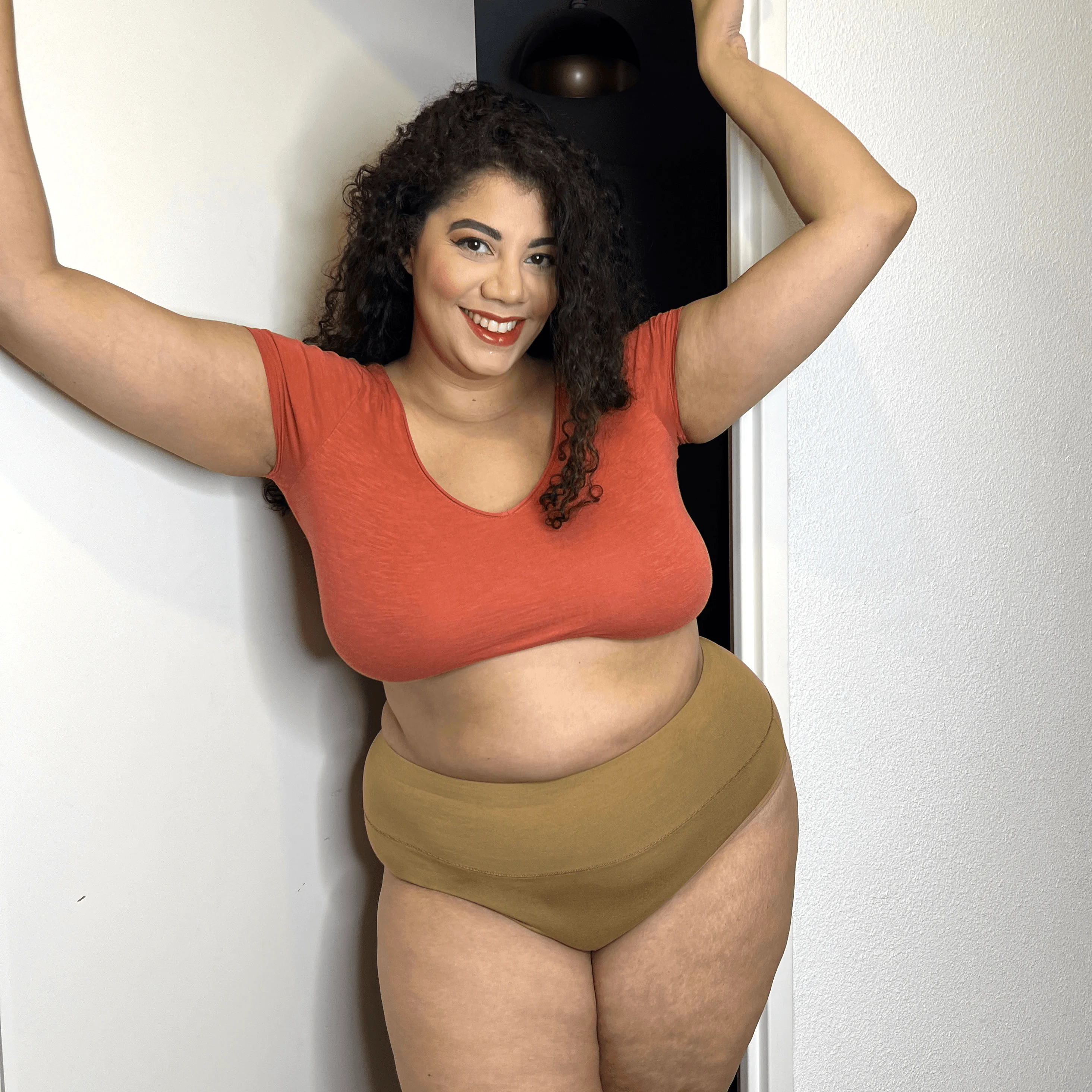 Organic Cotton Cheeky High Leg Knickers - Caramel - Zenithce