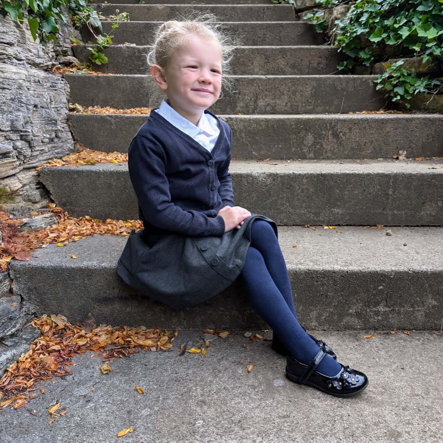 Kids Cotton Tights - Navy - Zenithce
