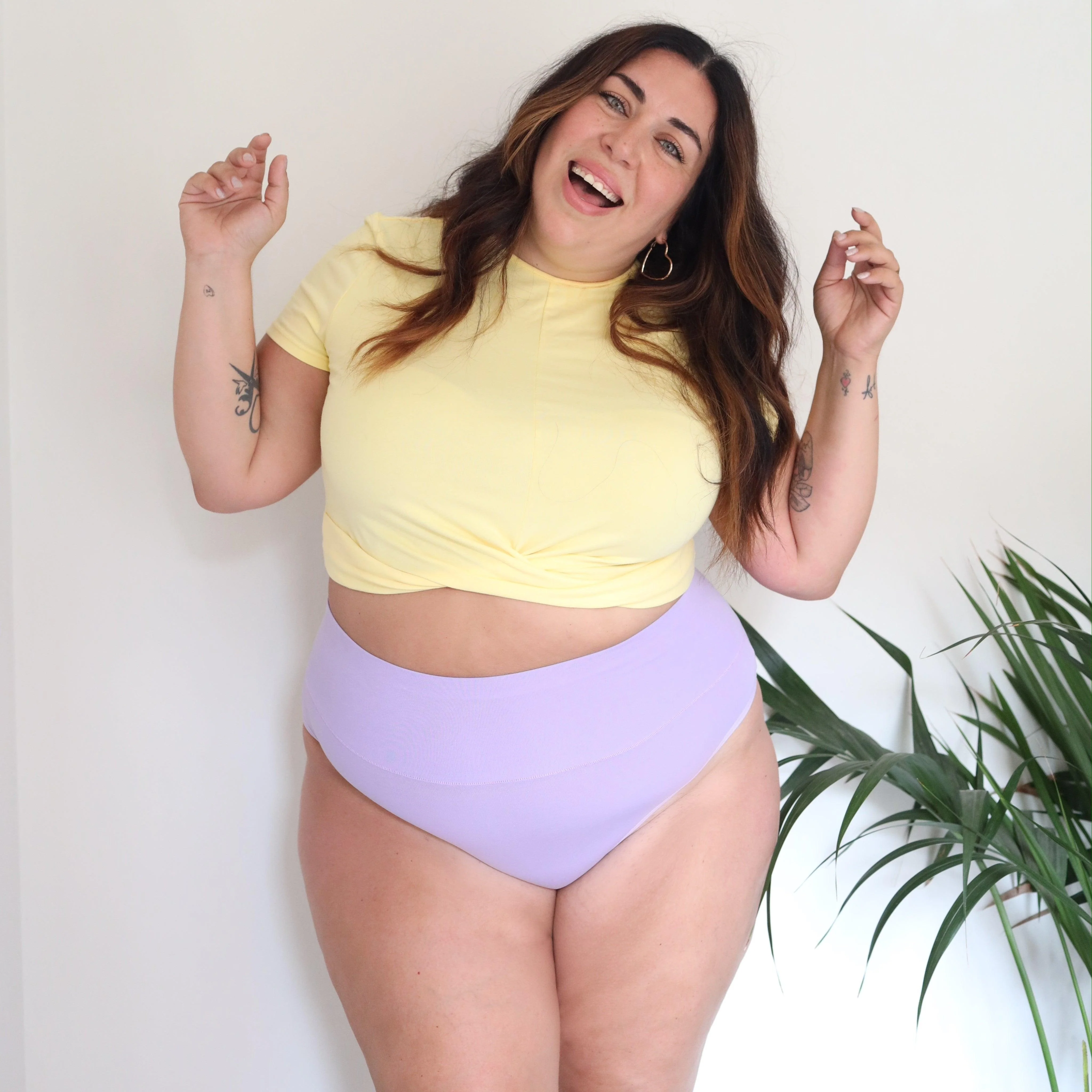 Organic Cotton Cheeky High Leg Knickers - Cassis de Violet - Zenithce