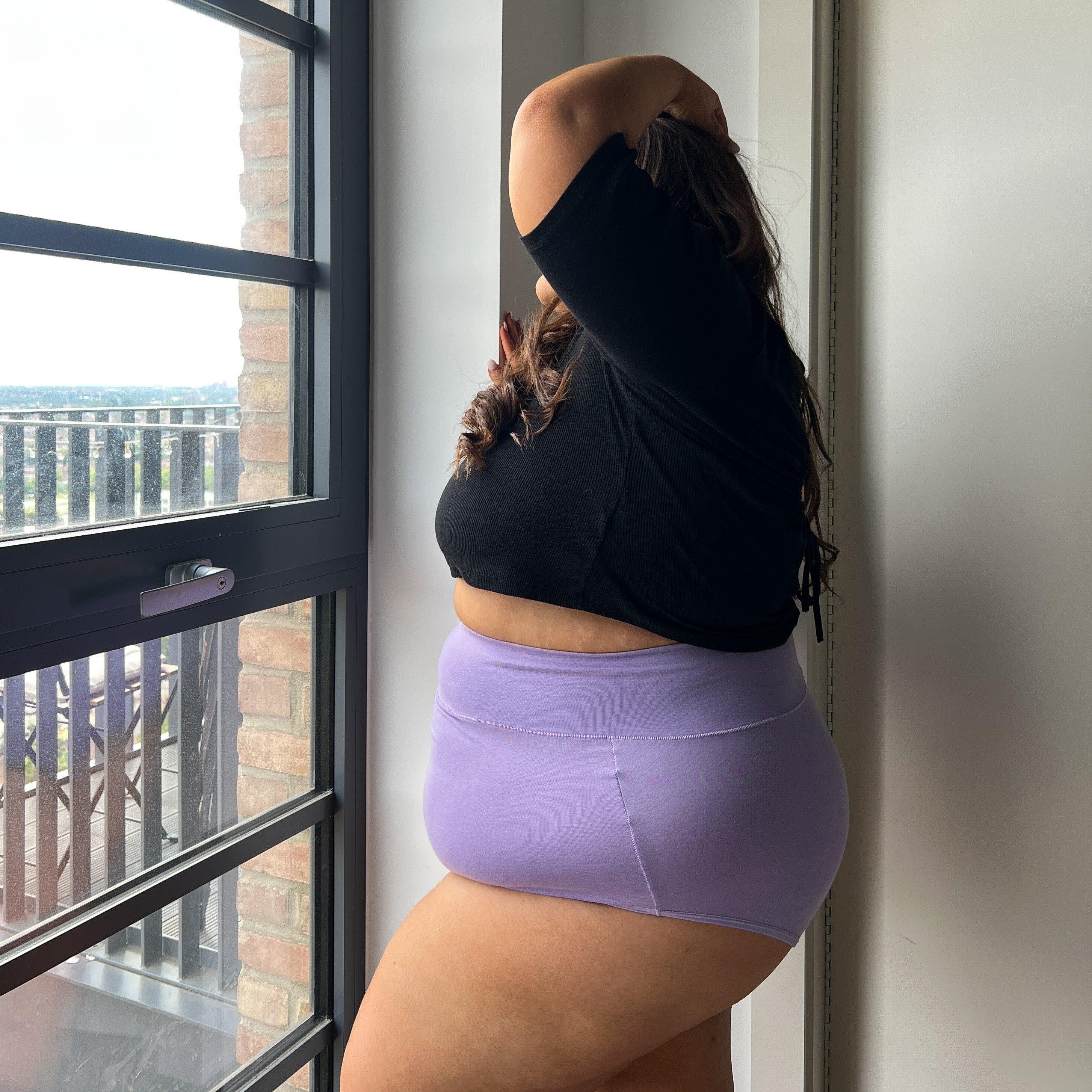 Organic Cotton Super High Waist Knickers - Cassis de Violet - Zenithce