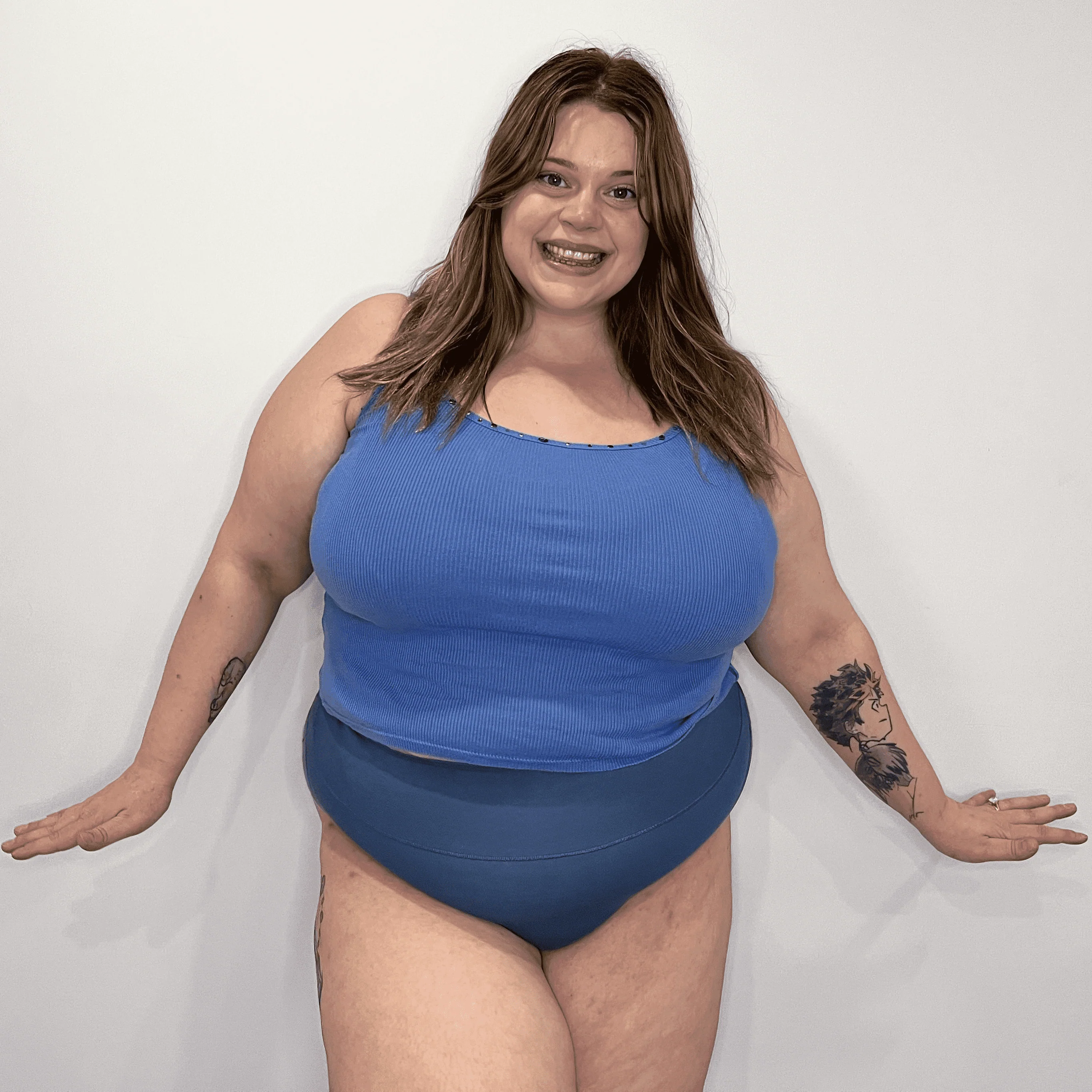 Organic Cotton Super High Leg Knickers - Denim - Zenithce