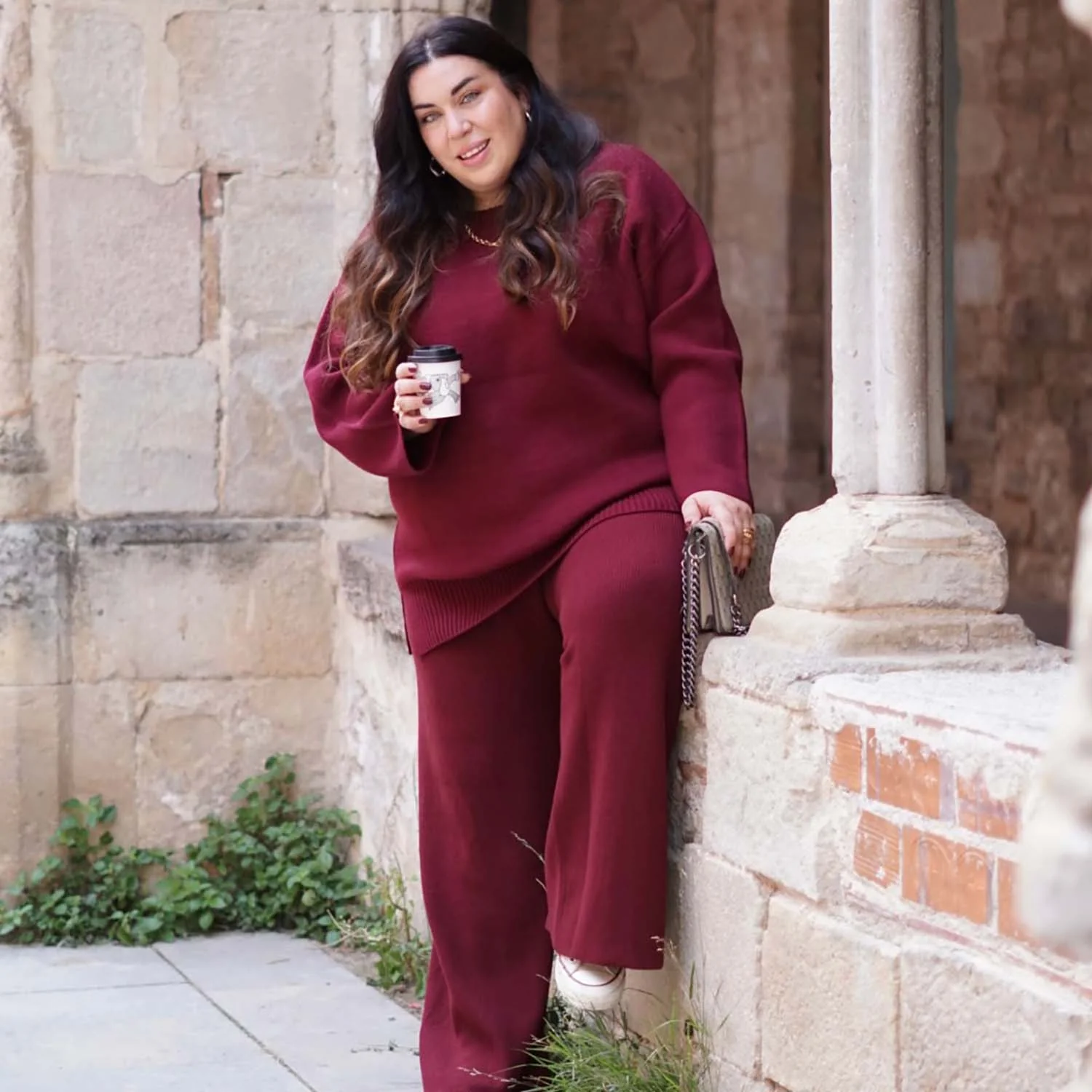 Knit Longline Jumper - Roast - Zenithce