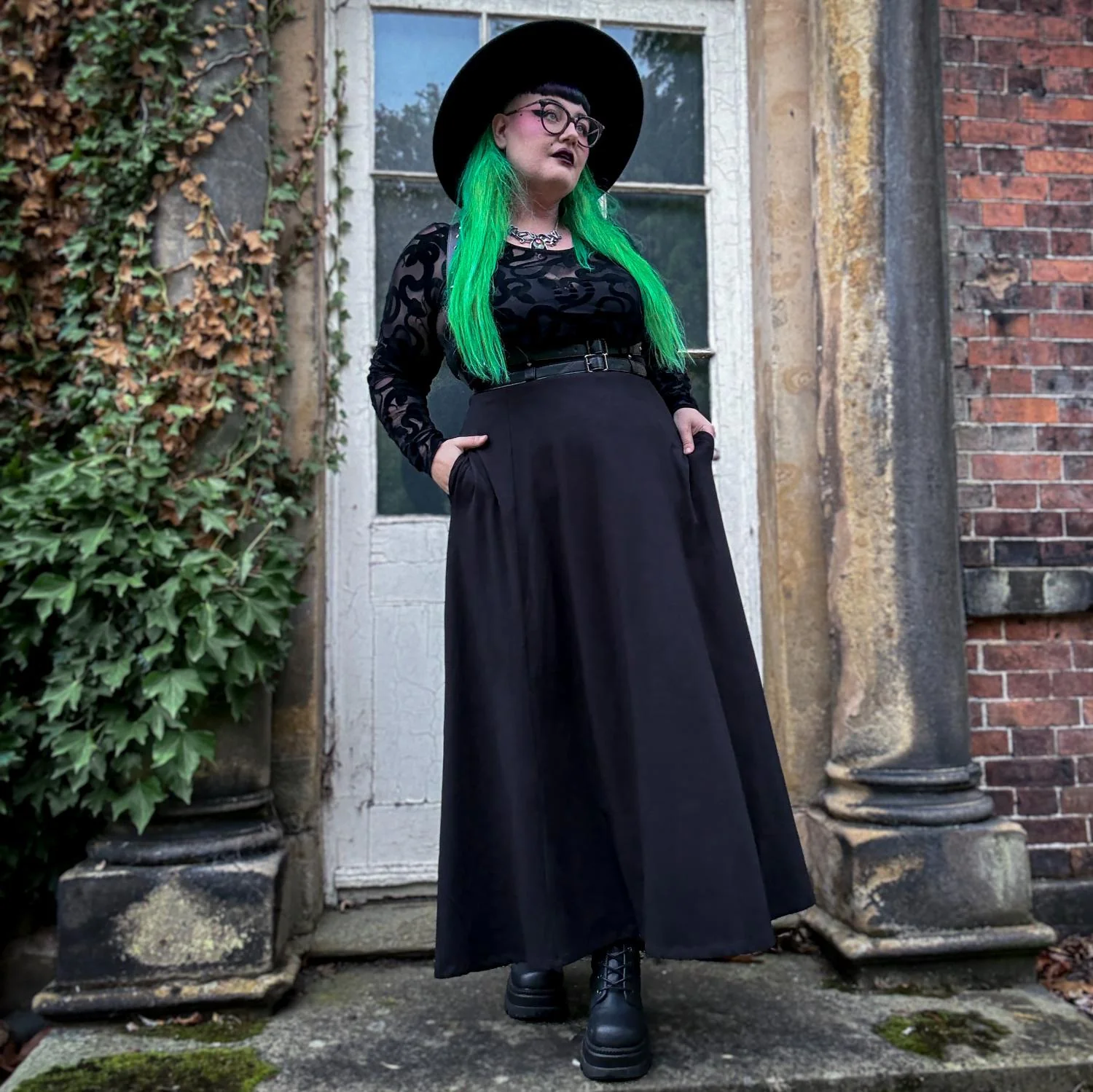 Jersey A-Line Maxi Skirt - Black - Zenithce