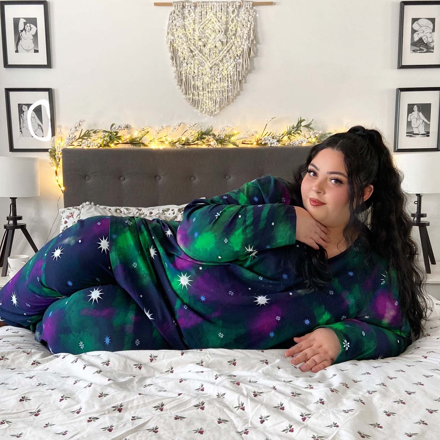Organic Cotton Long Sleeve PJ Top - Northern Lights - Zenithce
