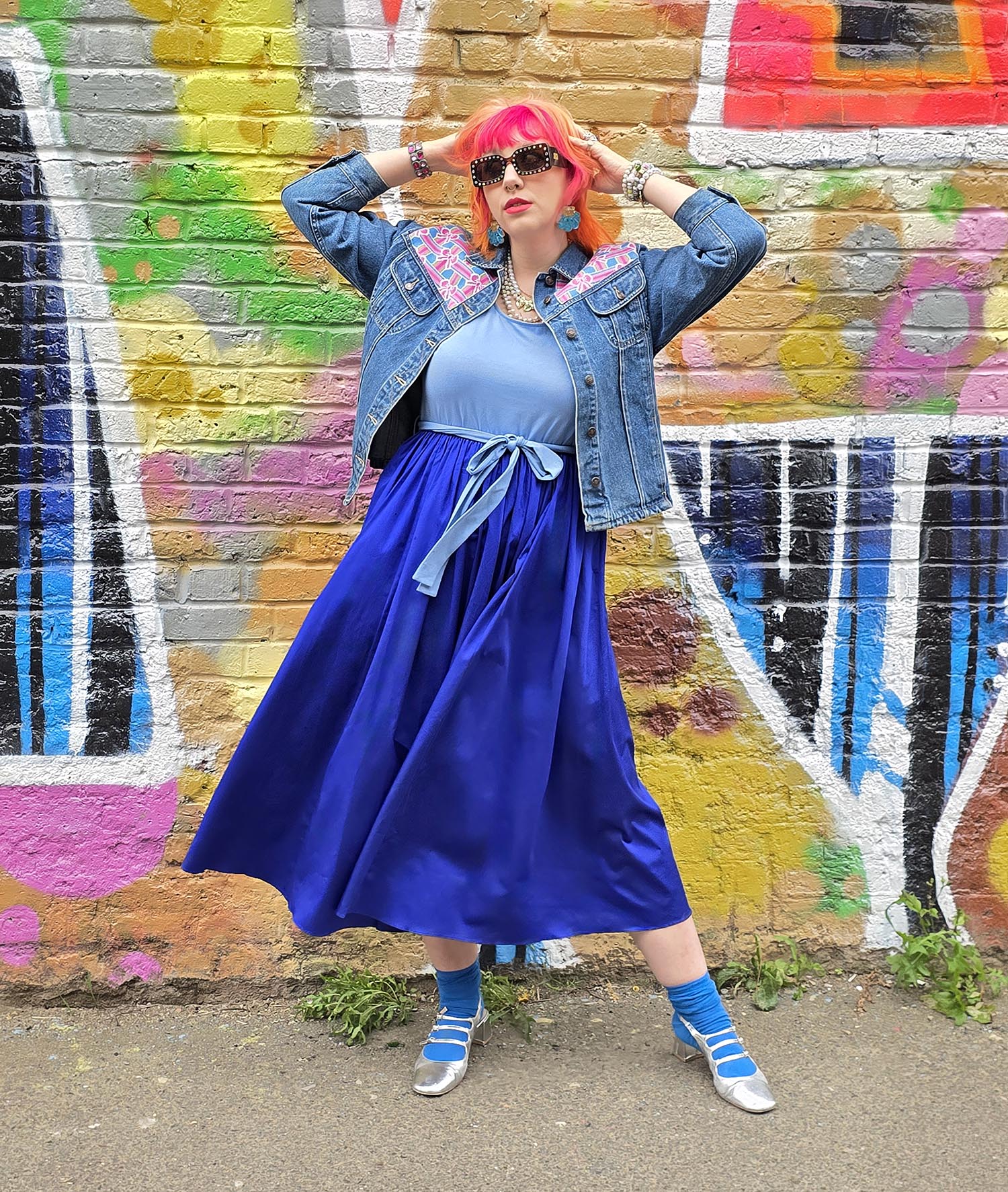 Midaxi Tee Poplin Dress - Duo Blue - Zenithce