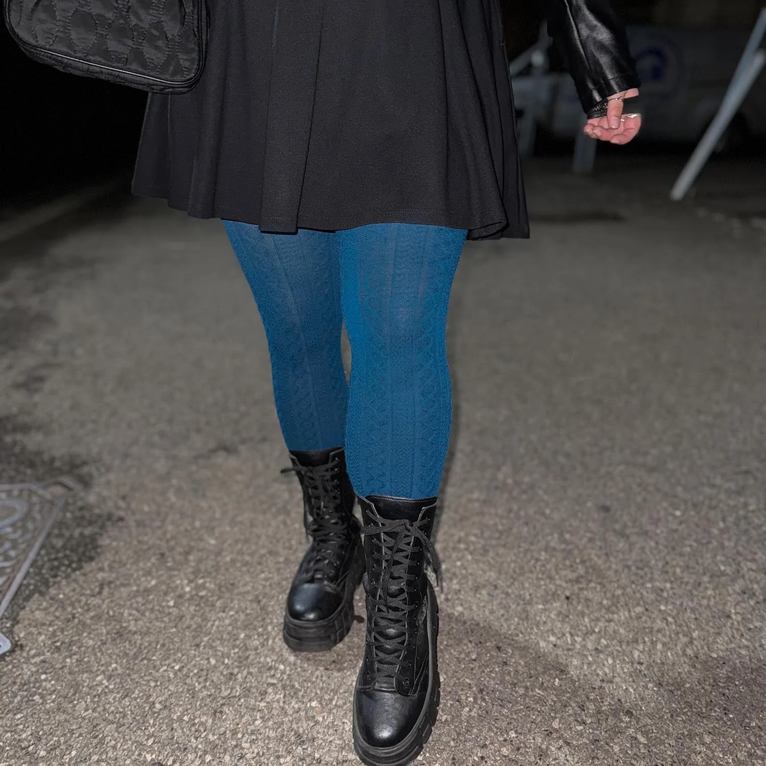 Grannies Cable Knit Wool Tights V2 - Bone China - Zenithce