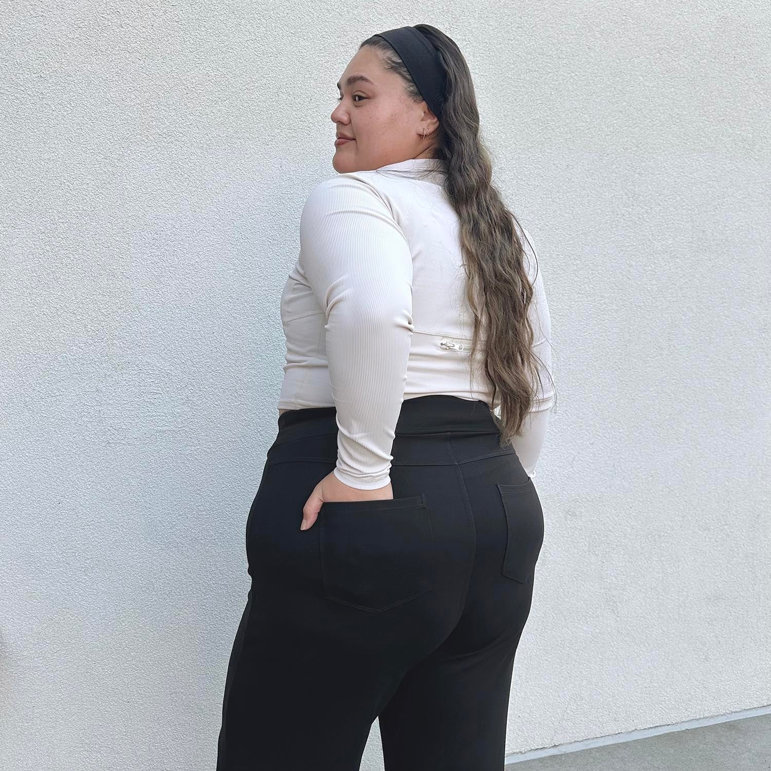 Squat-Proof Wide Leg Leggings - Black - Zenithce