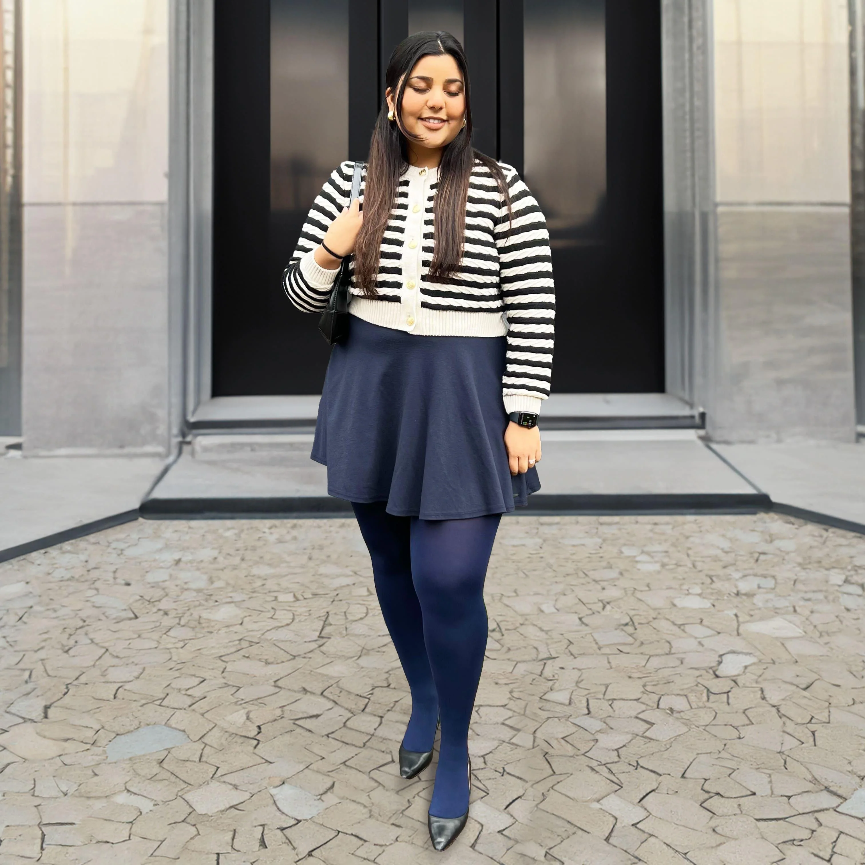 Huggy Light Compression Tights - Navy - Zenithce