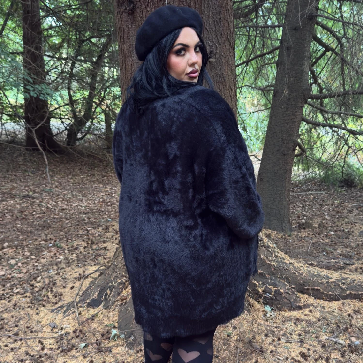 Fluffy Cardigan - Black - Zenithce