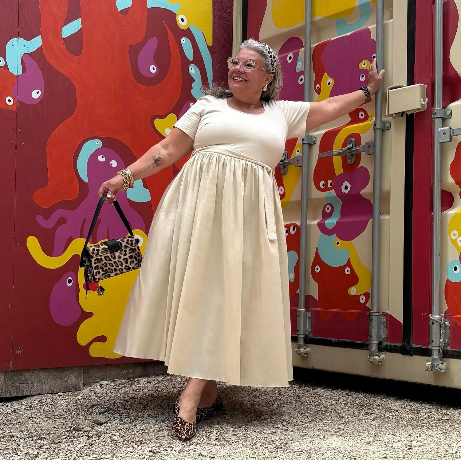 Midaxi Tee Poplin Dress - Oatmeal - Zenithce