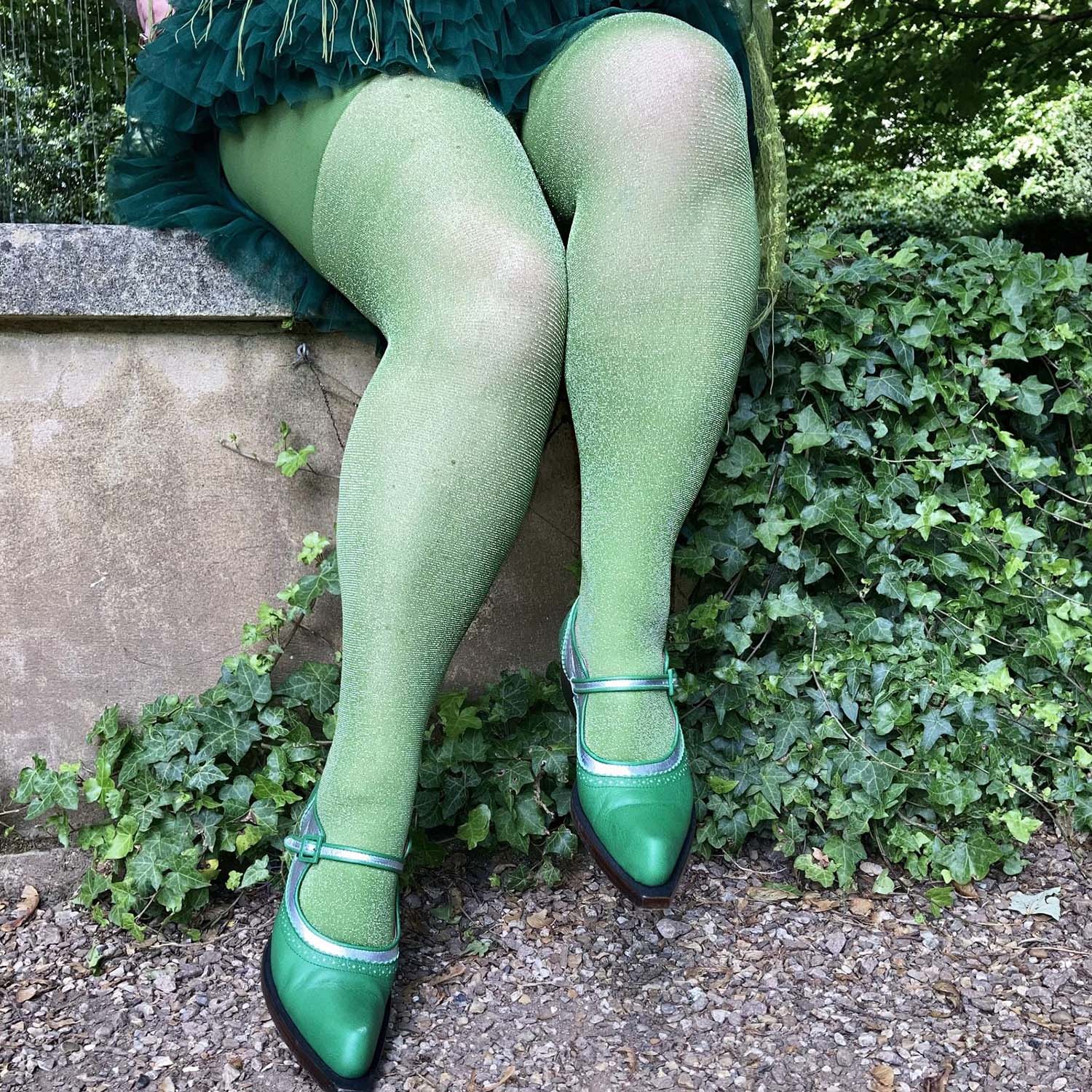 Lux Sparkle Tights - Peas - Zenithce