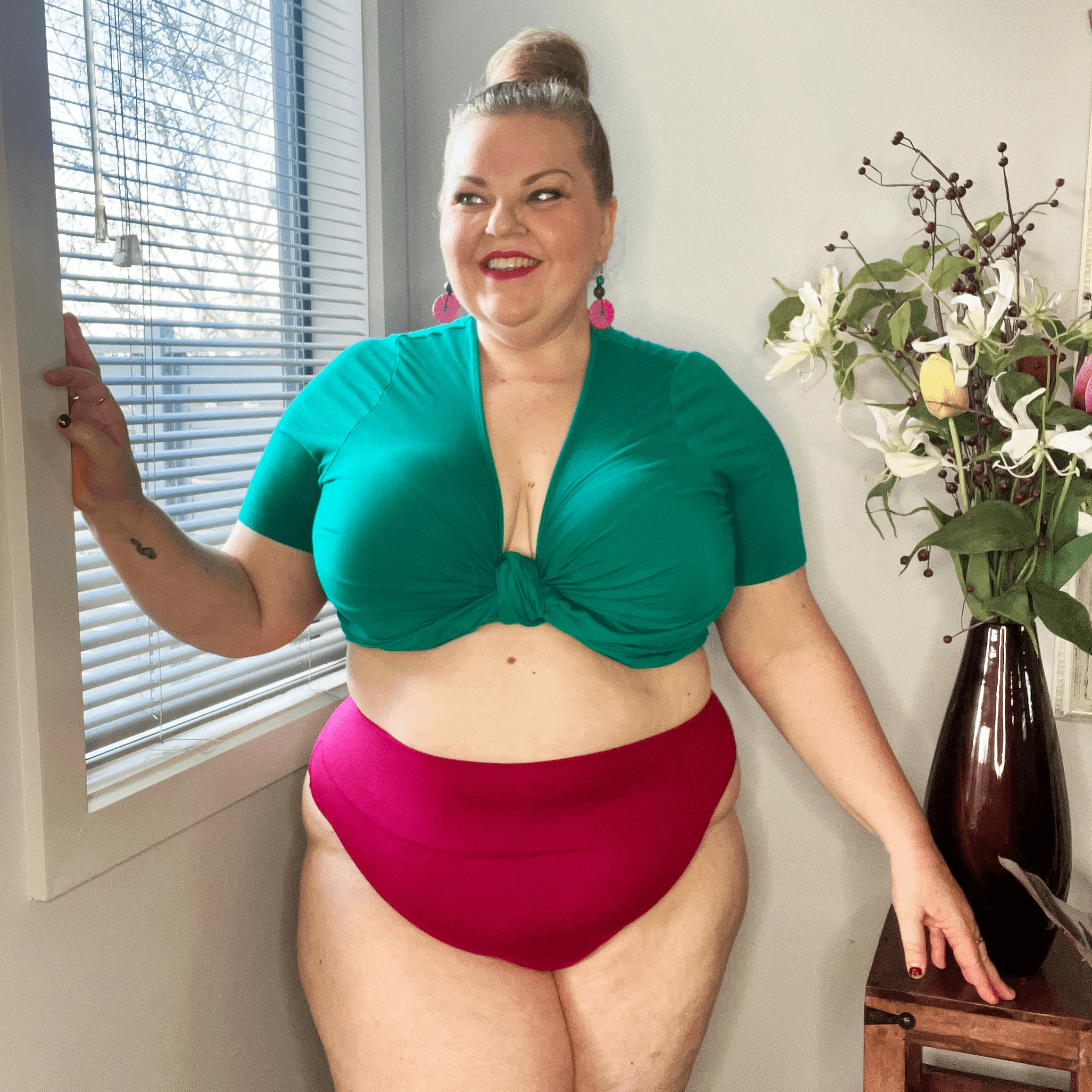 Organic Cotton Cheeky High Leg Knickers - Raspberry Pie - Zenithce