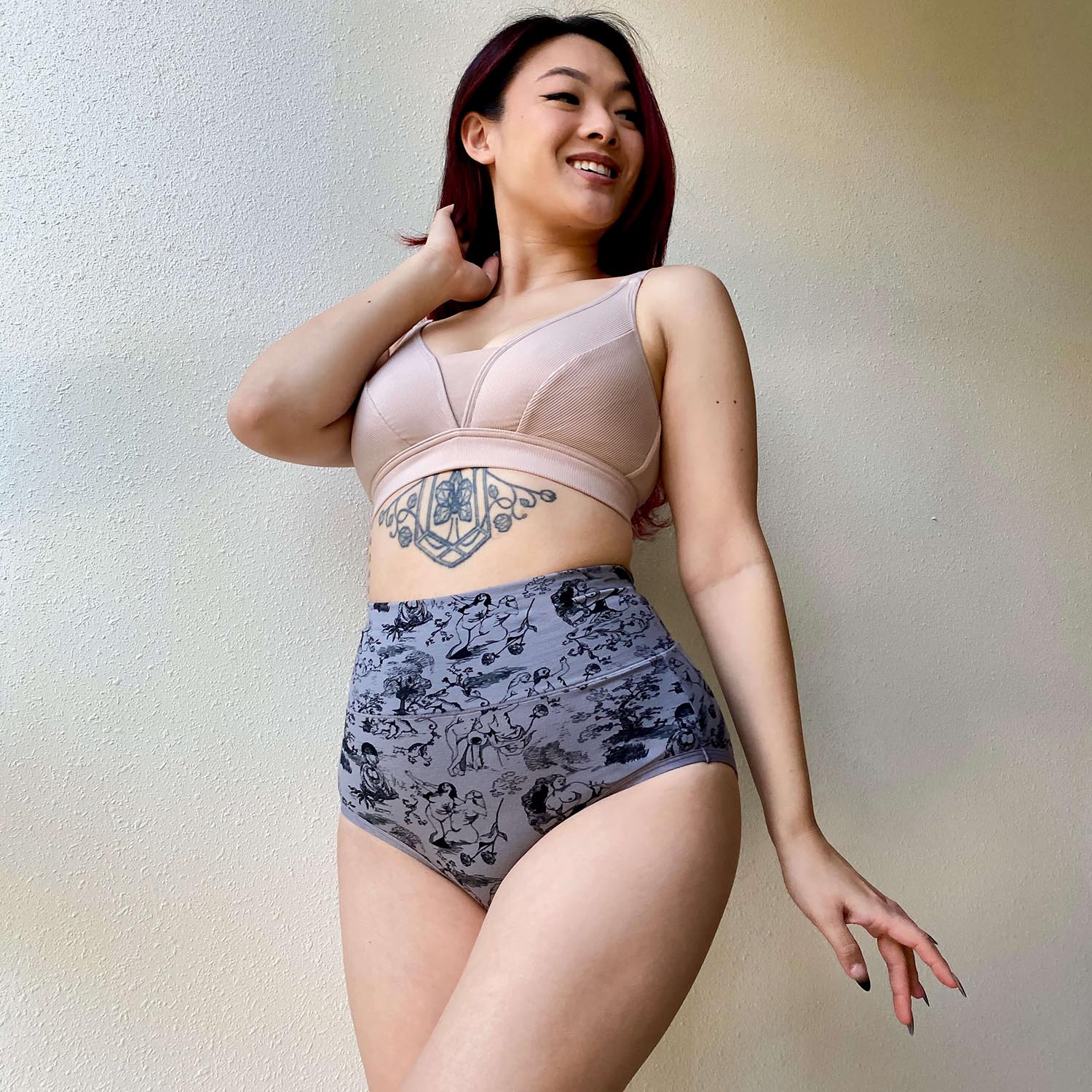 Organic Cotton Full Brief Knickers - Passion au Jardin - L'Amour Noir - Zenithce