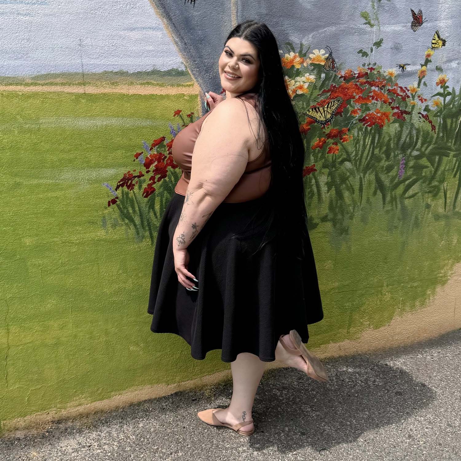 Ottoman Flare Skirt - Black - Zenithce