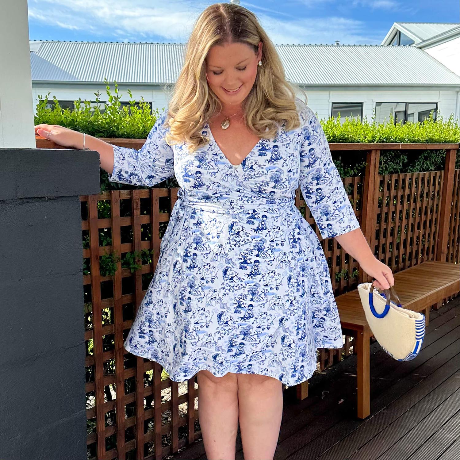 Mini Wrap Dress - Passion au Jardin - L'Amour Bleu - Zenithce